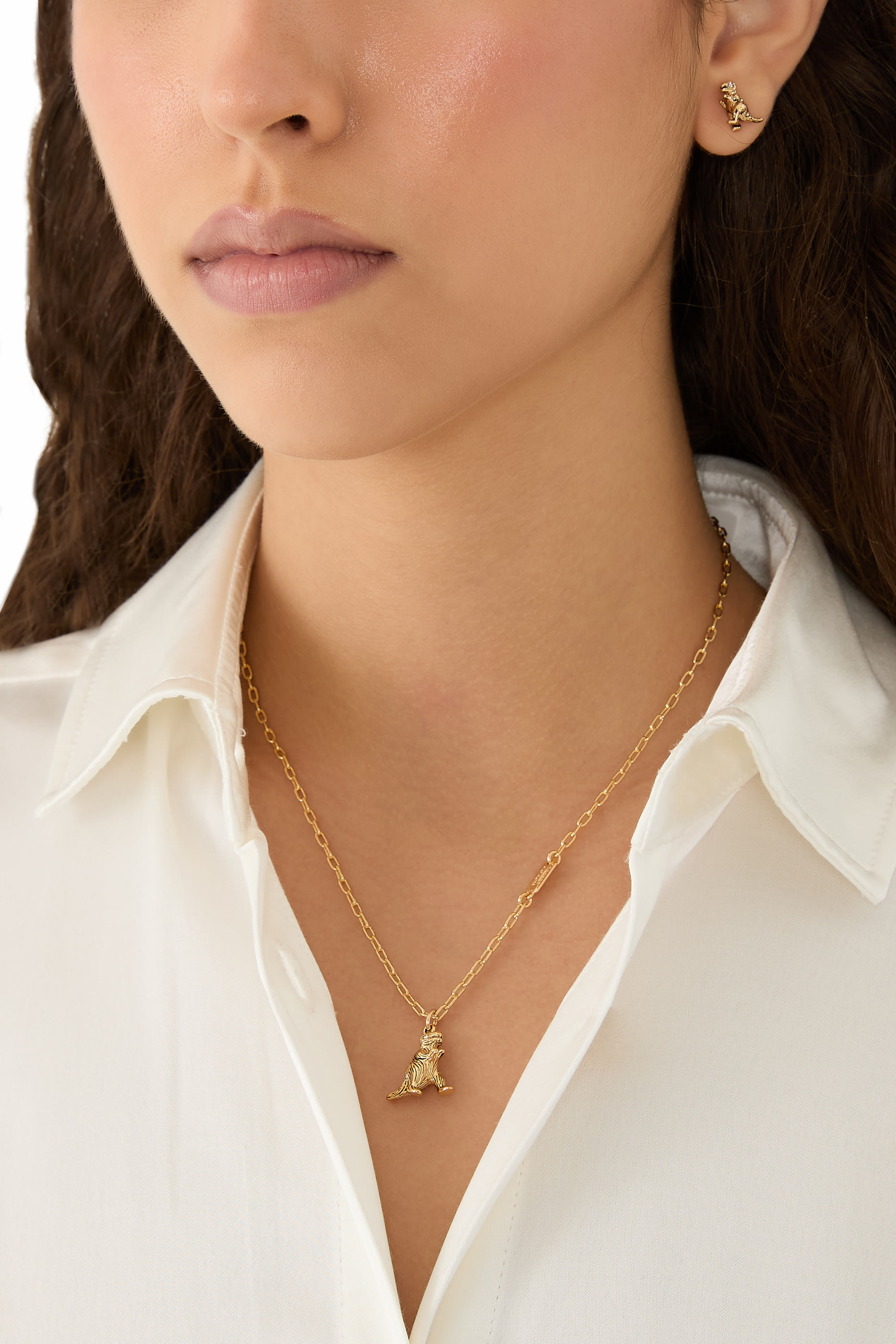 أقراط ريكسو دينو مرصعة بأحجار زركونيا مكعبة، نحاس، تيتانيوم، وزجاج