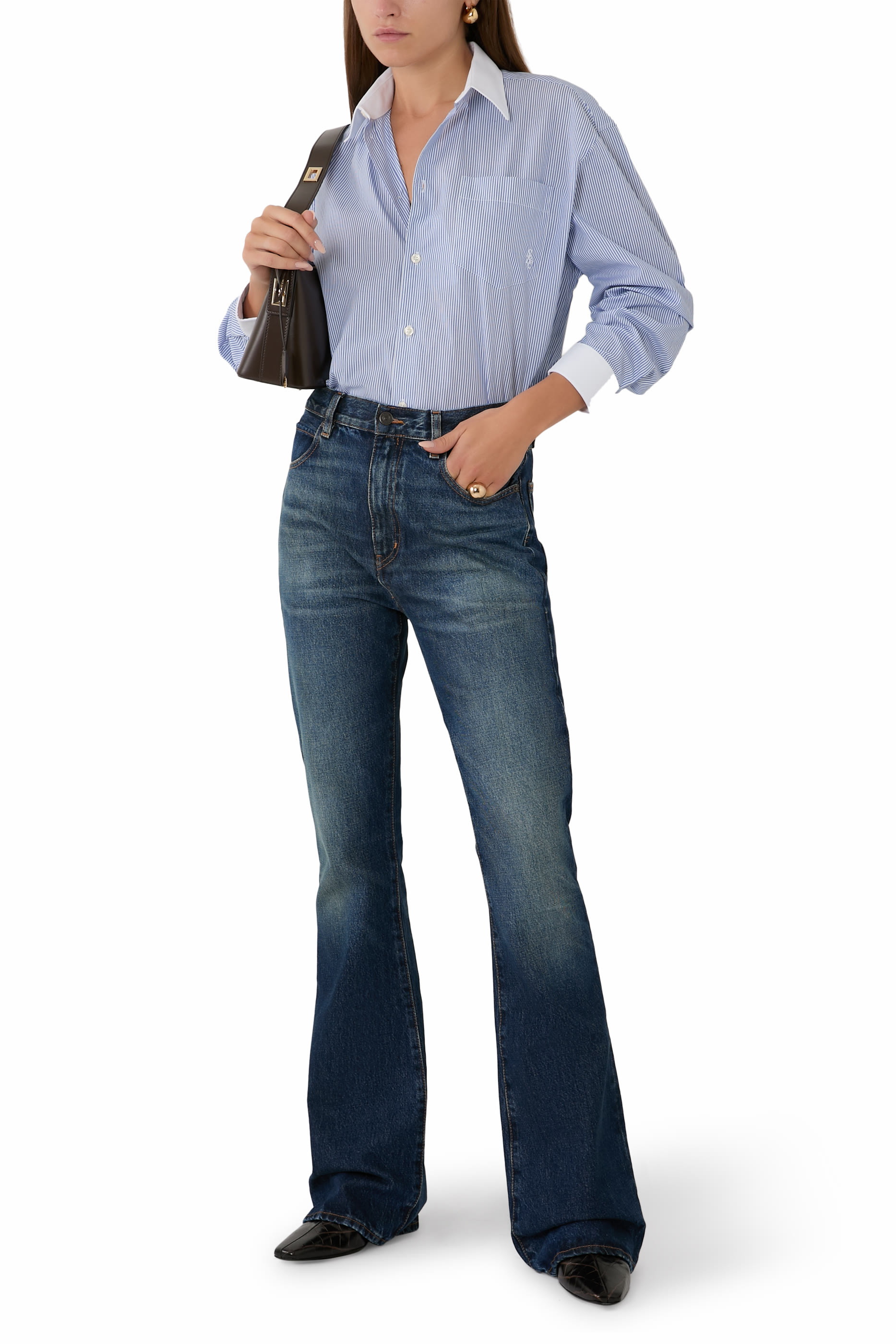 قميص مخطط بياقة