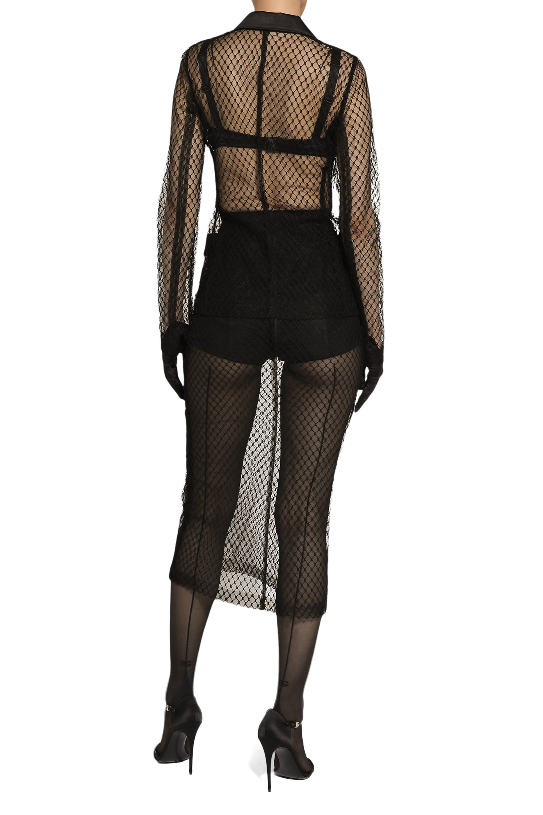 جاكيت سهرة دولتشي بصف أزرار قماش شبكي