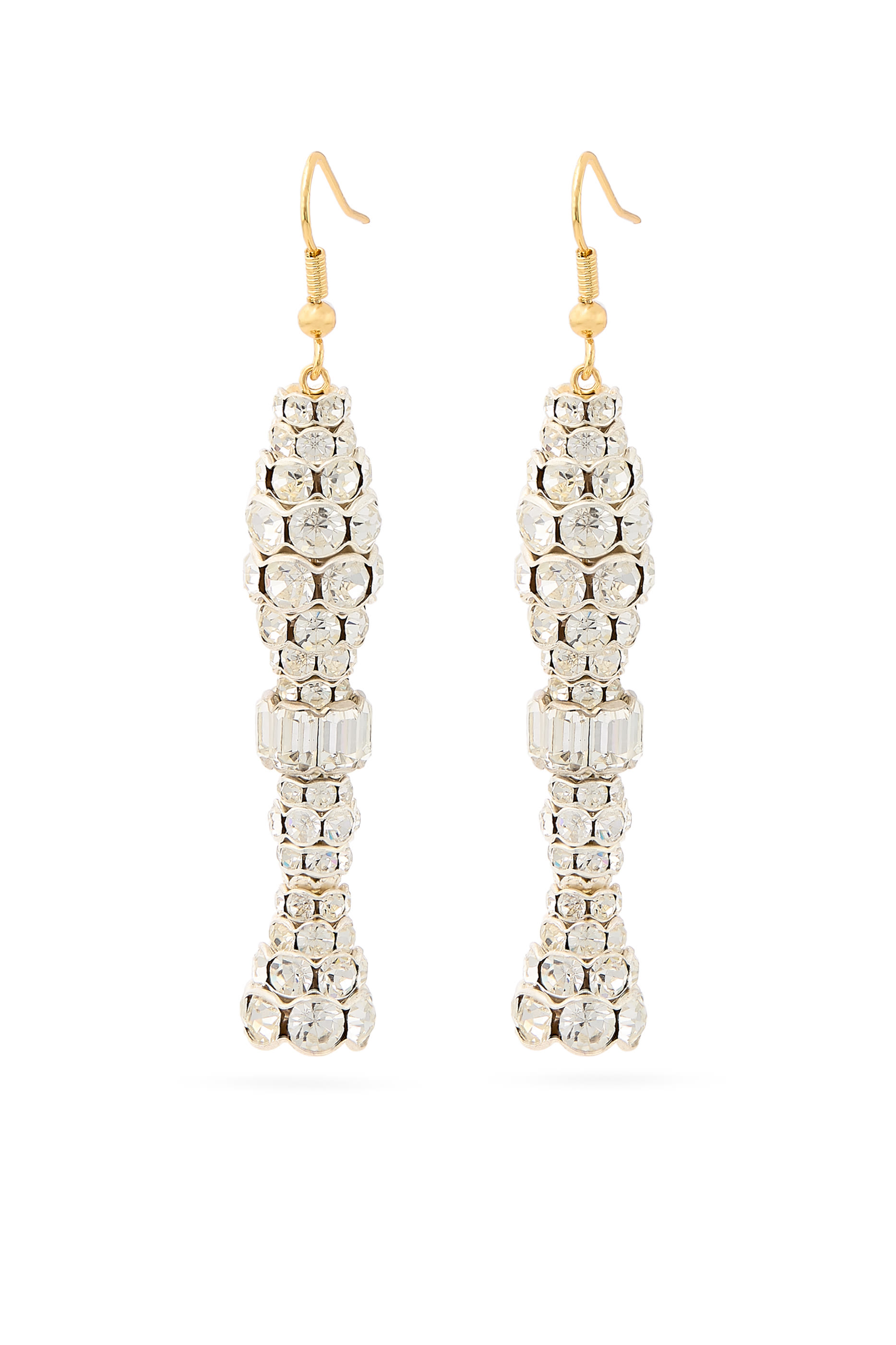 أقراط متدلية مرصعة بكريستال، طلاء بذهب أصفر عيار 24