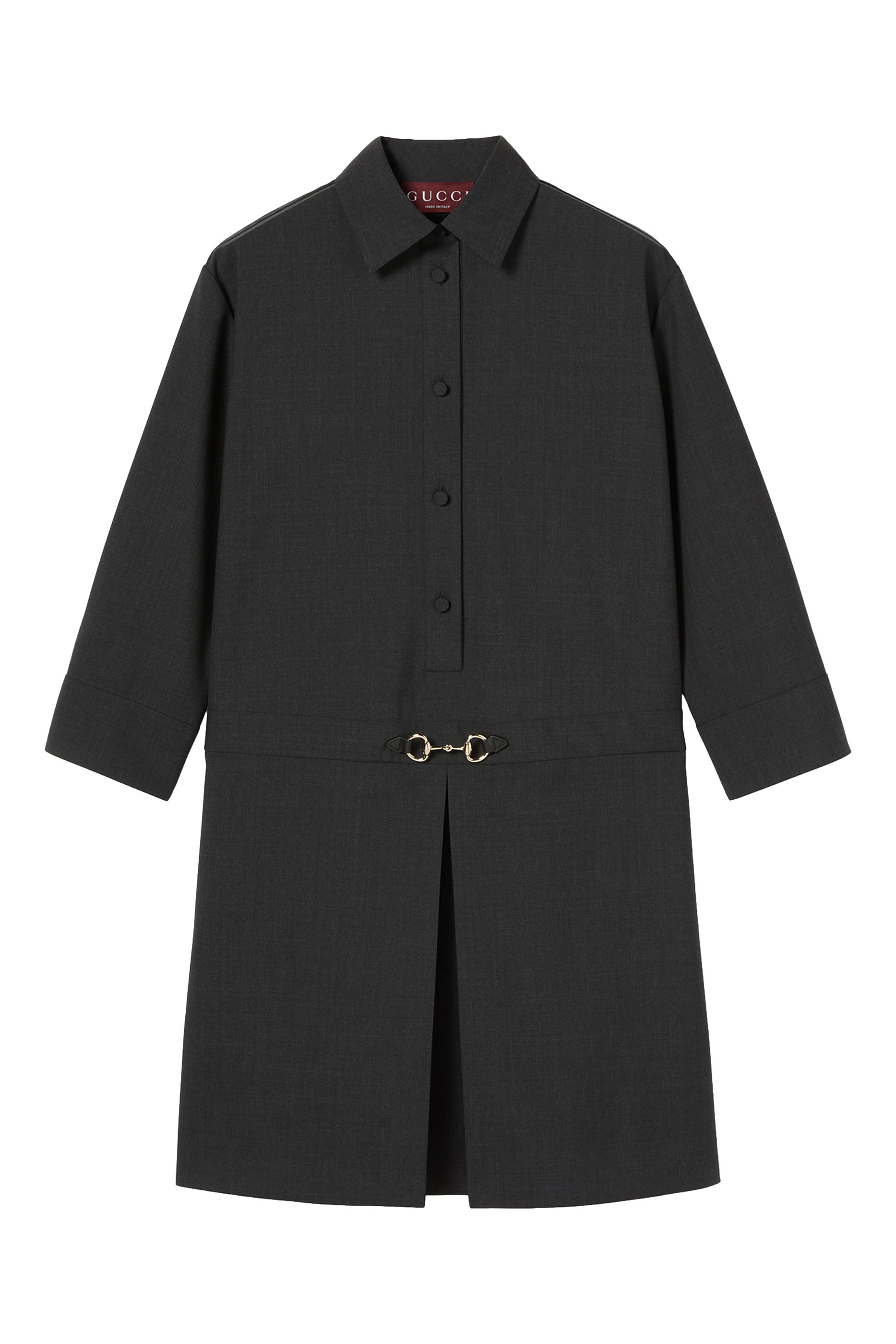 فستان مزين بحلية شعار الماركة صوف