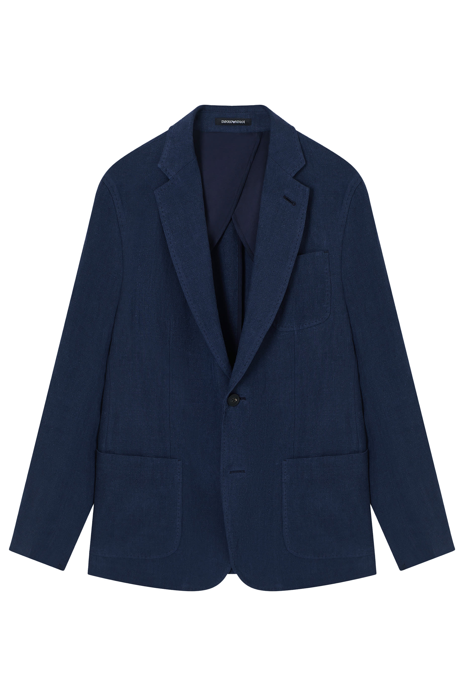 جاكيت بصف أزرار كتان بلون باهت