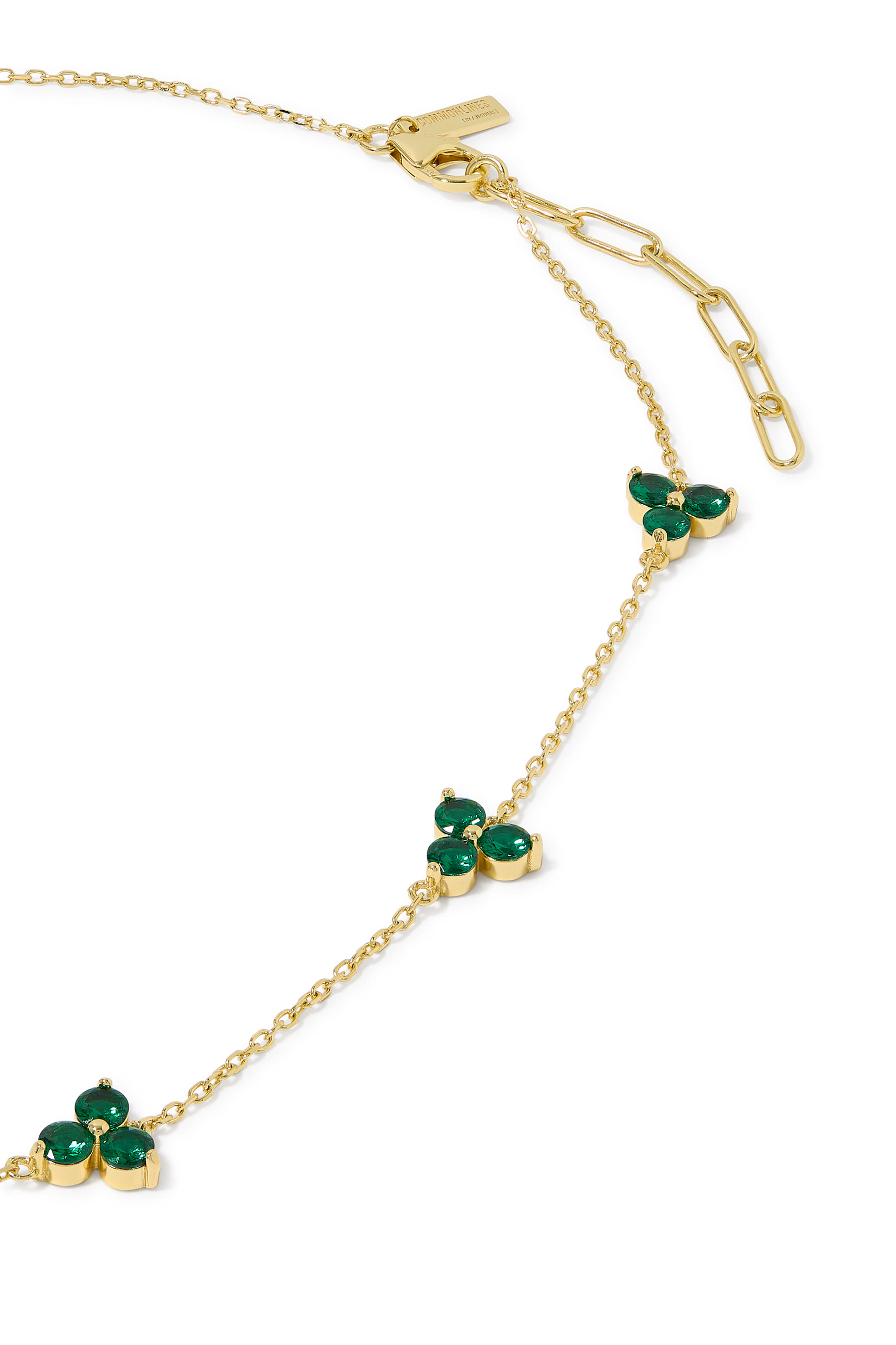 Como Gold Necklace, 925 Sterling Silver & Emerald Cubic Zirconia
