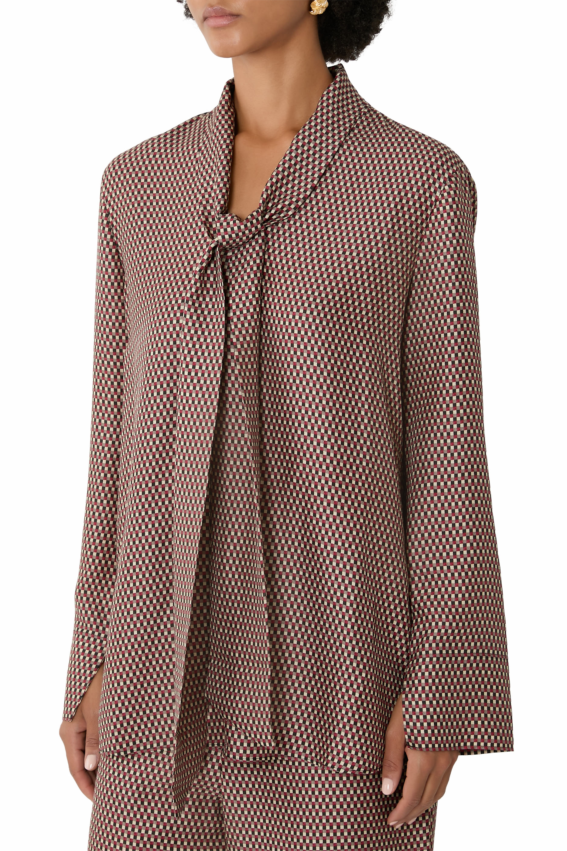  بلوزة بطبعة أديل مزيج حرير