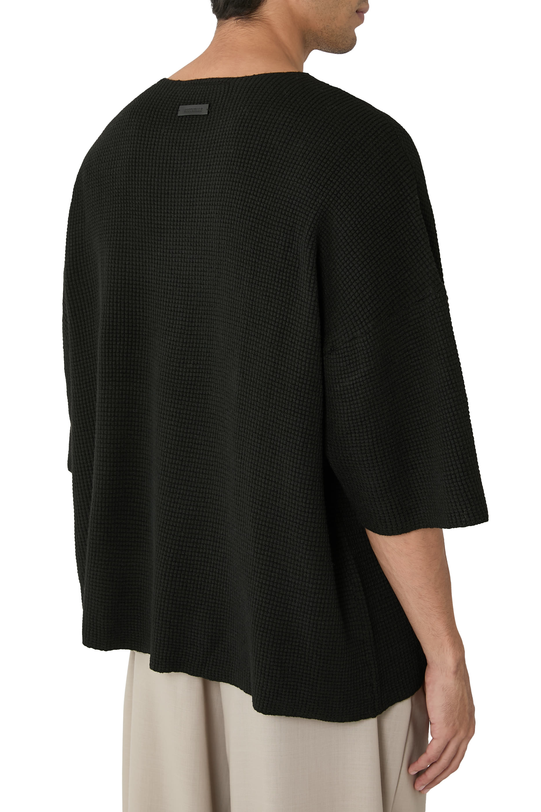 كنزة بأكمام قصيرة نسيج متشابك