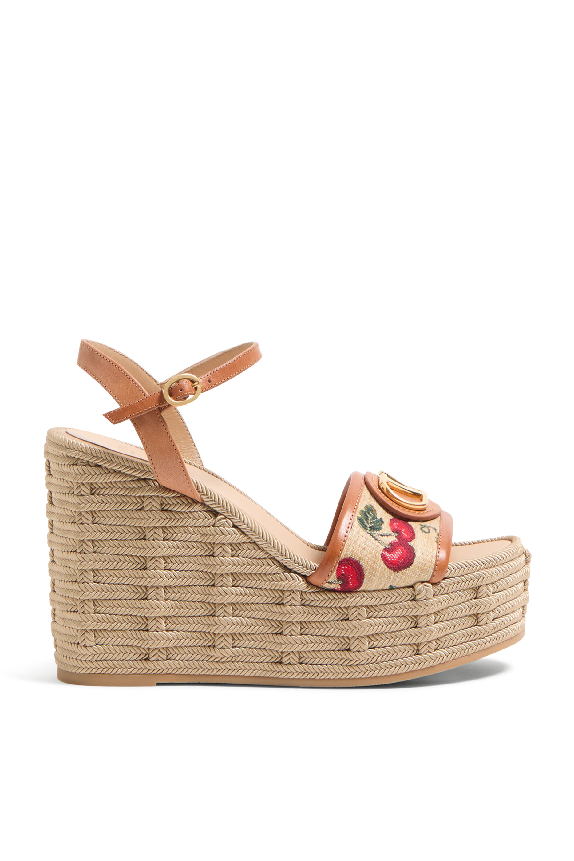 صندل 120بكعب ويدج وشعار الماركة ونقشة كرز