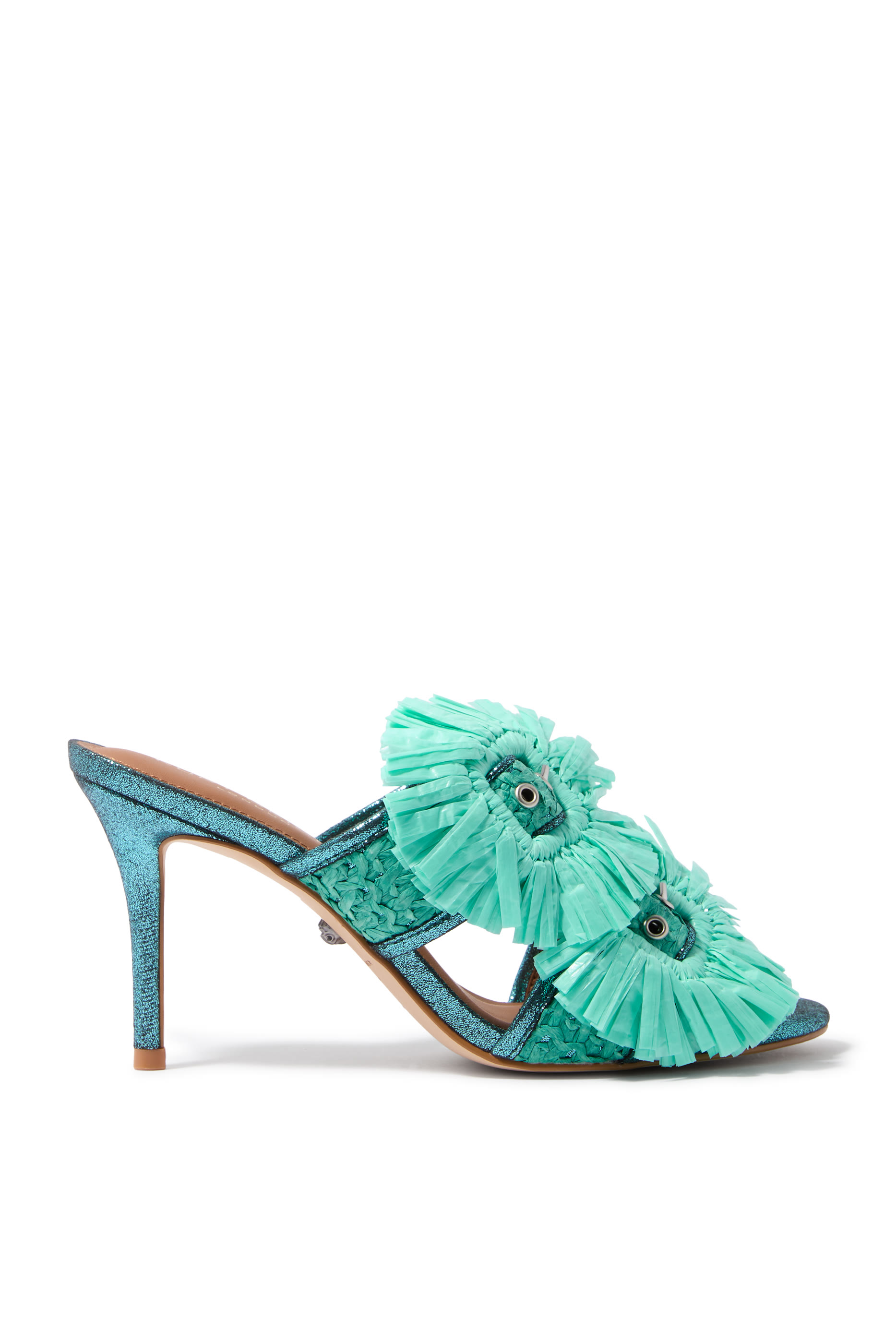 صندل بنعل مسطح بإبزيم رافيا