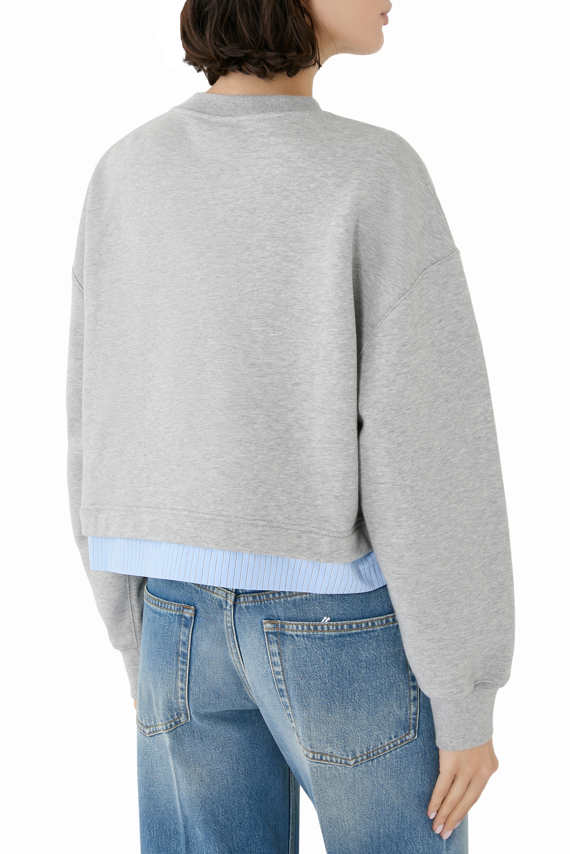 سويت شيرت مزين بحافة مخططة