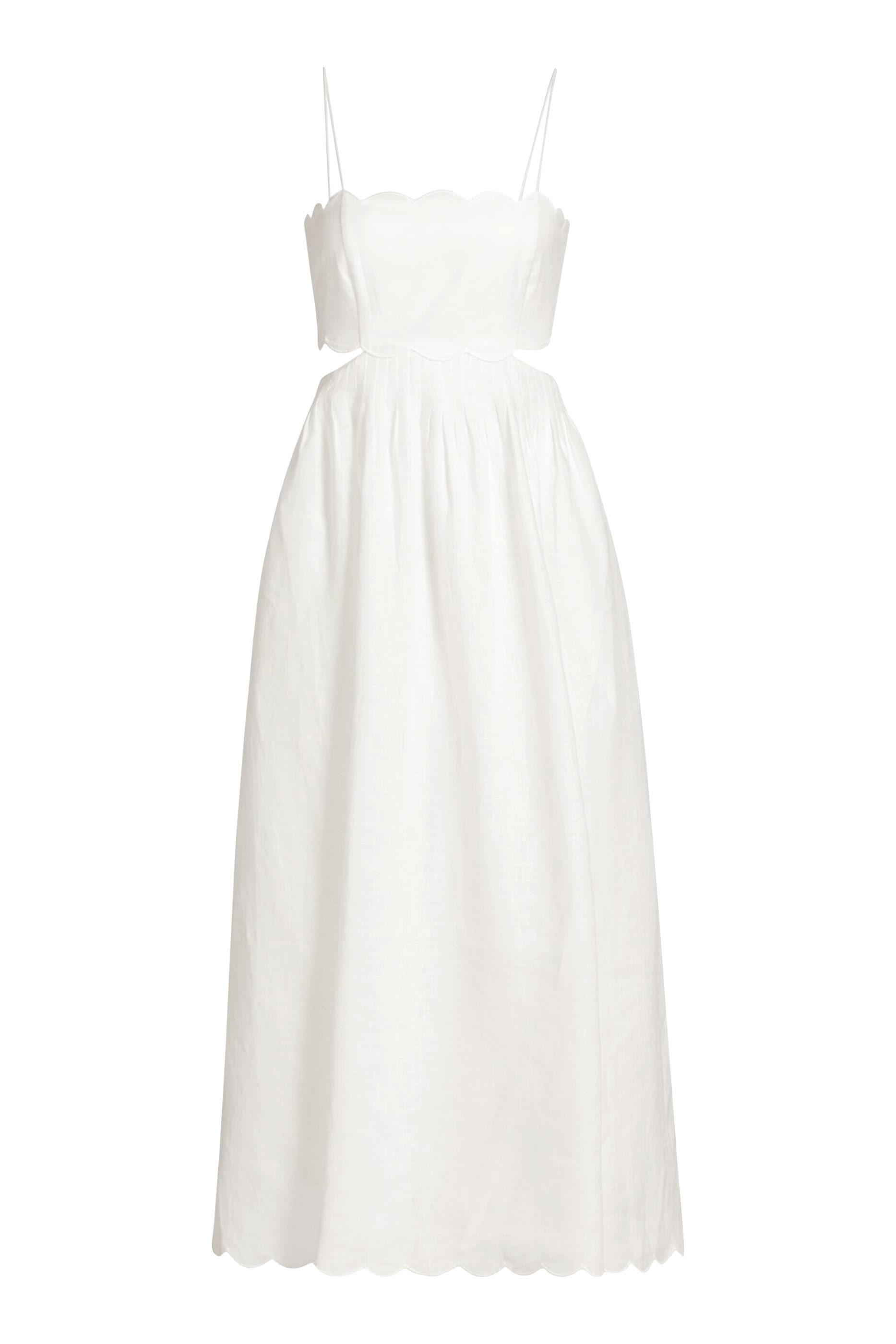 فستان ريانون متوسط الطول بحواف صدفية