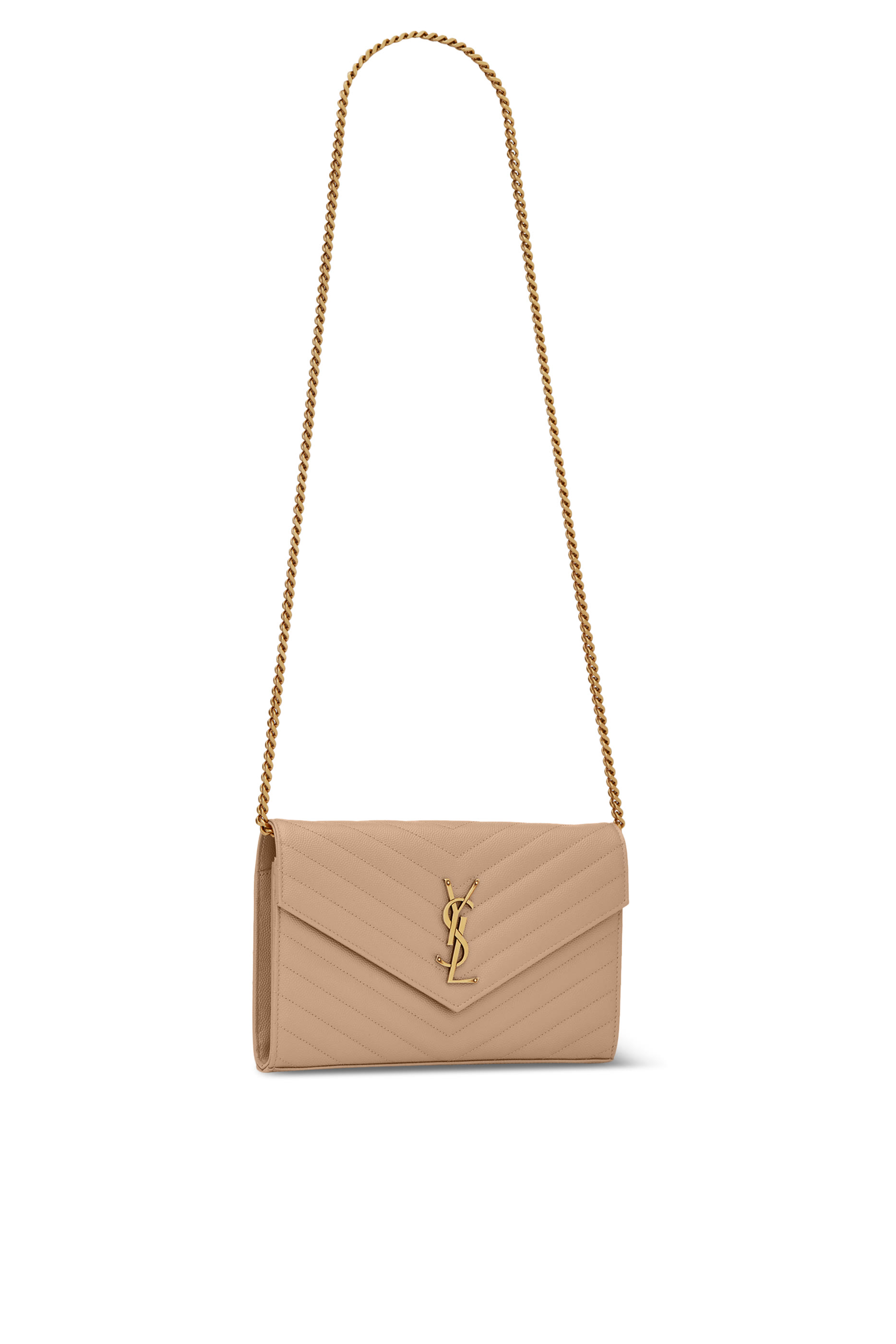 حقيبة صغيرة بحمالة سلسلة وشعار الماركة