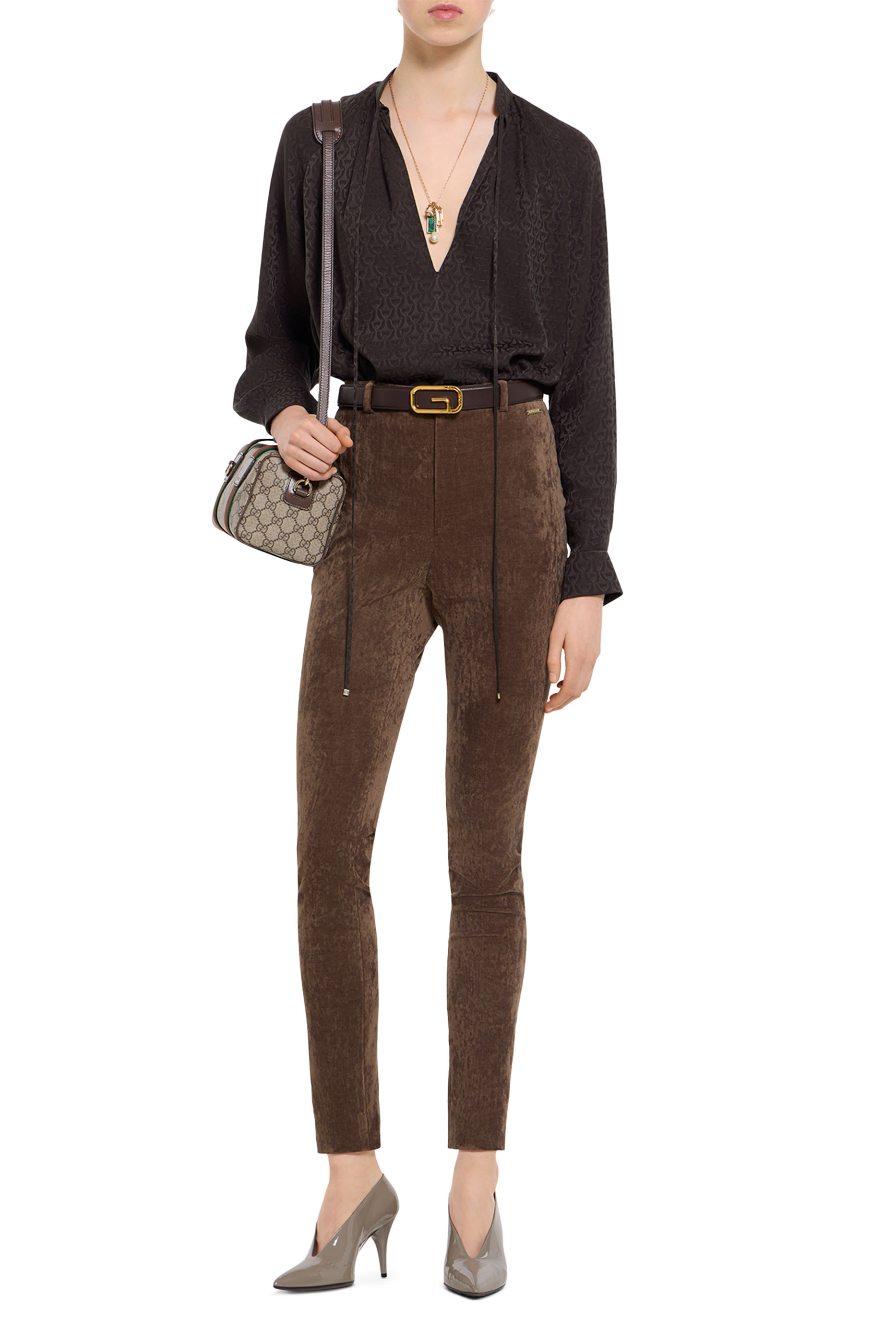 قميص بنقشة لجام الحصان حرير جاكار