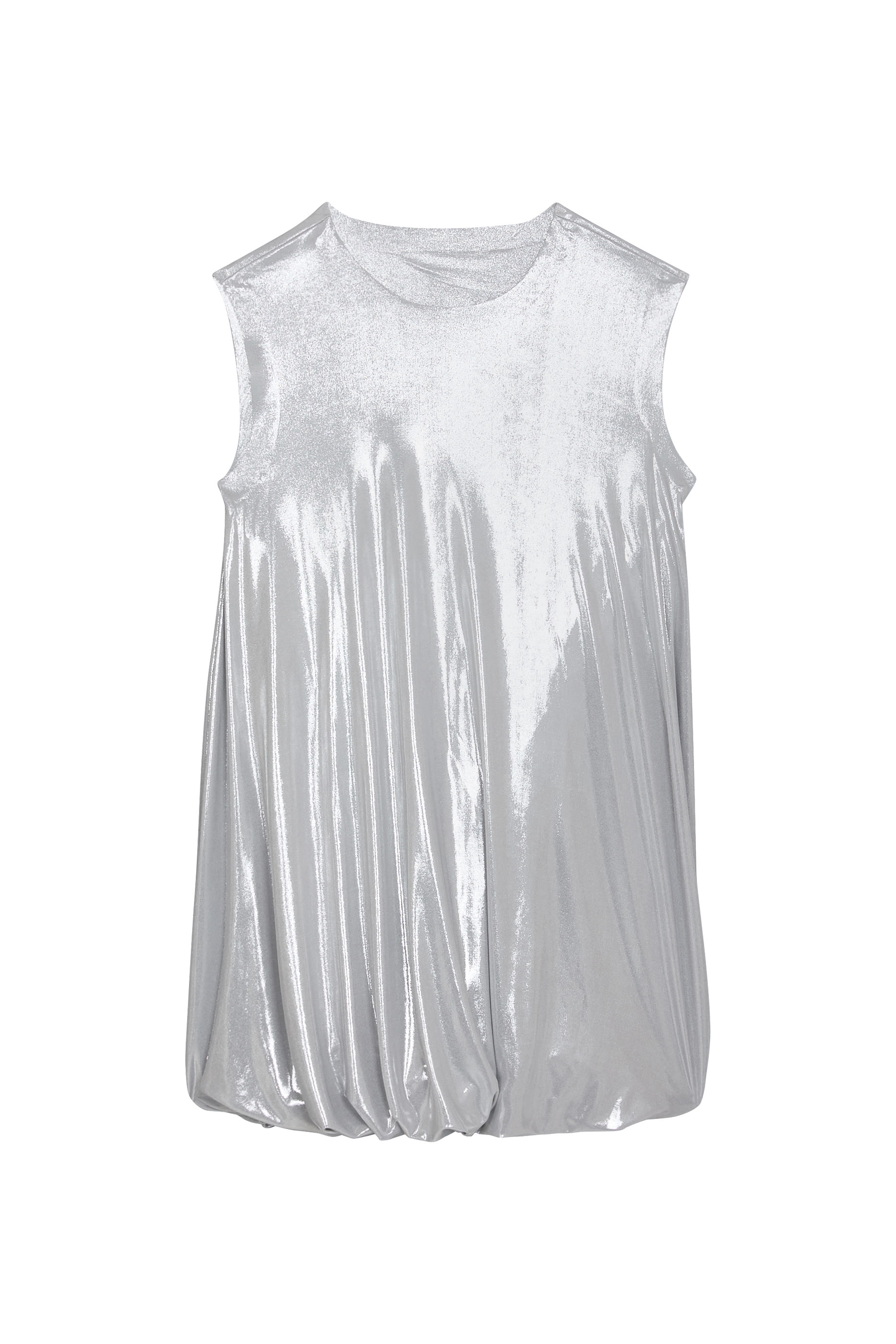 فستان قصير بلا أكمام بطيات ملفوفة