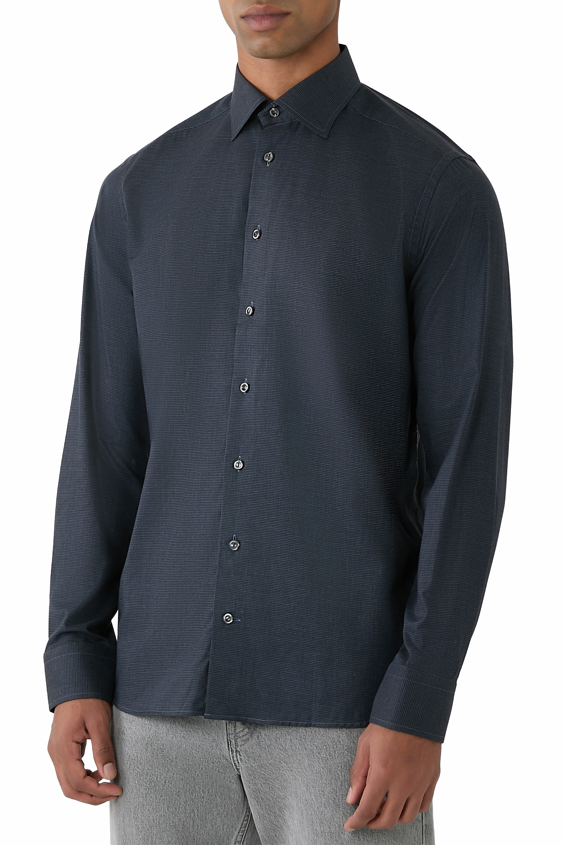 قميص بنقشة مربعات بحجم صغير فلانيل مميز للماركة