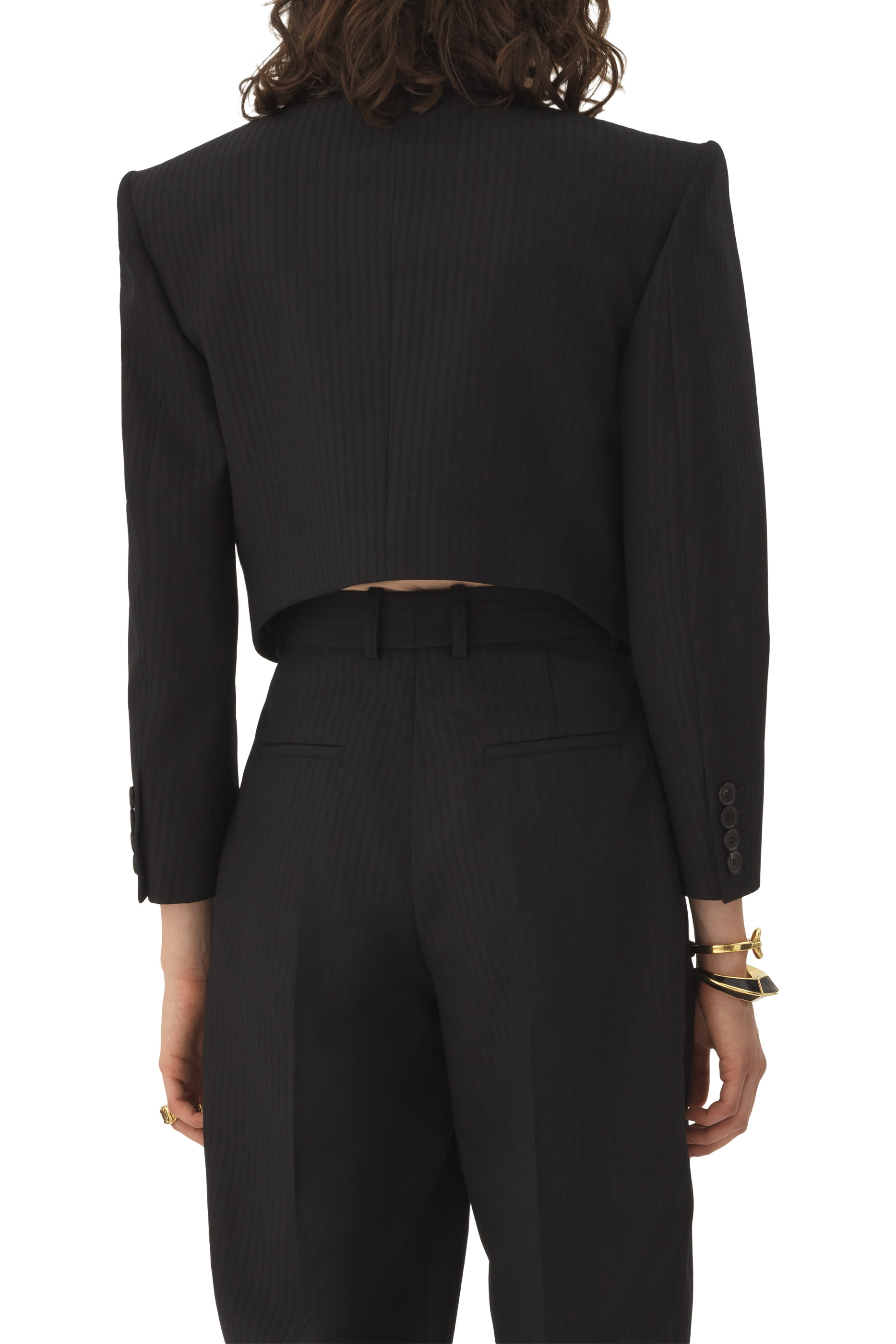 جاكيت سبينير قصير بصفي أزرار للإغلاق