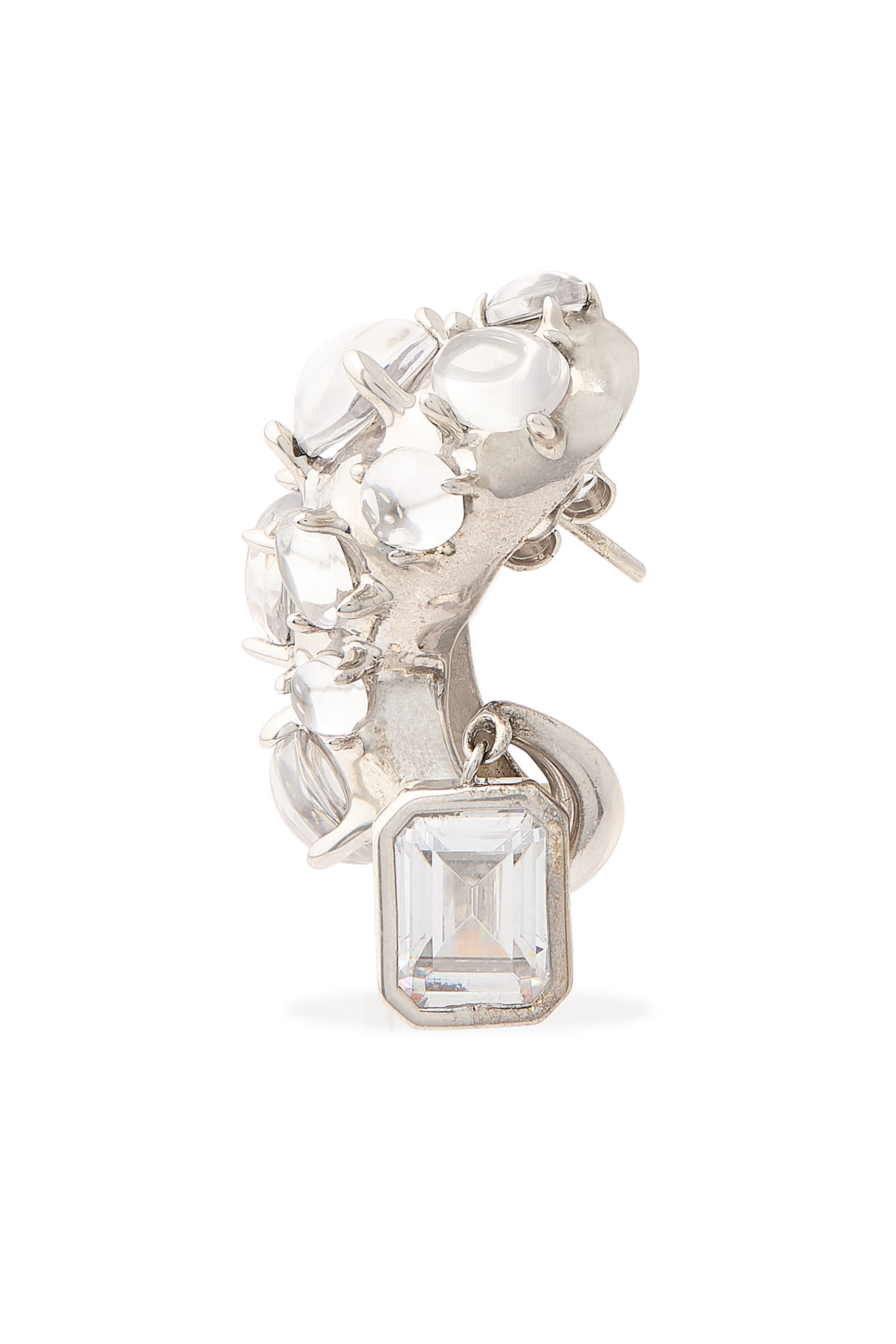 قرط اليان مزين بكريستالة متدلية بتصميم زمردي، فضة إسترلينية 925