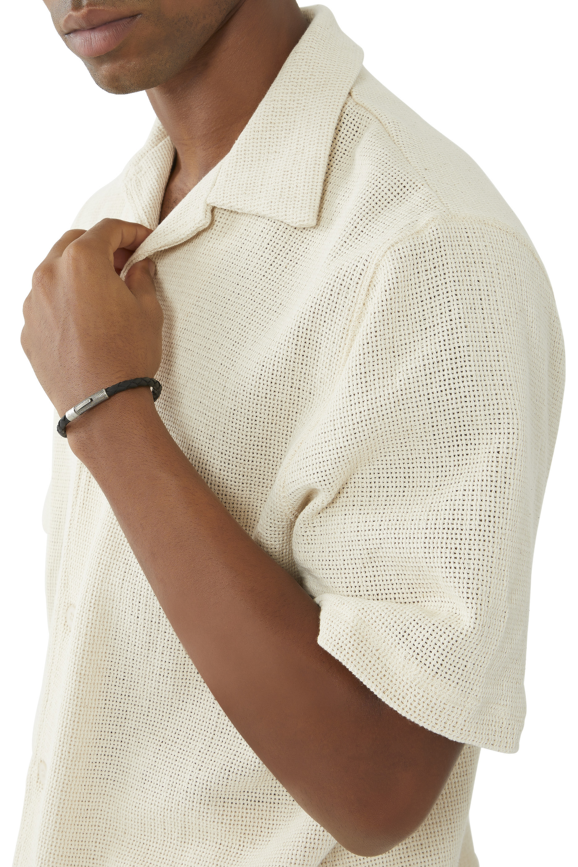 سوار هيرنغ بون جلد وفضة إسترلينية