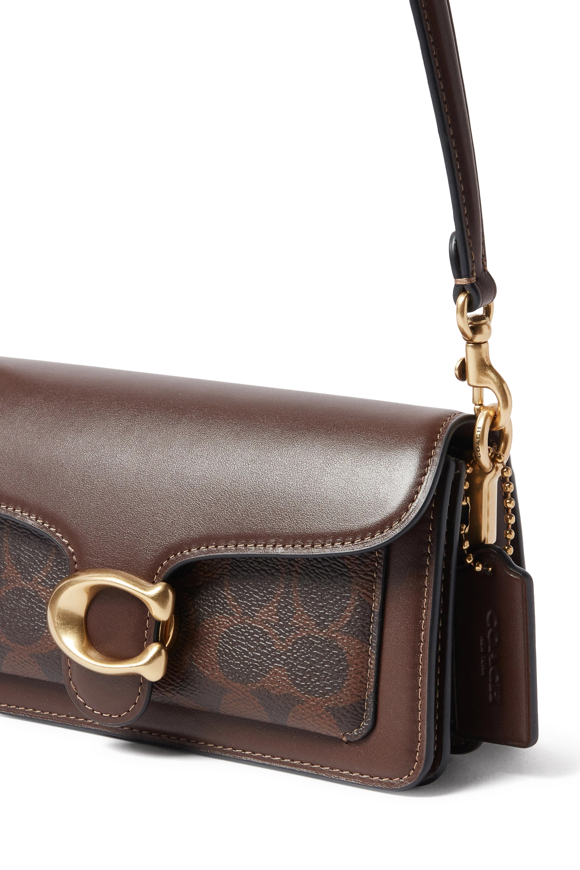 حقيبة كتف تابي 20 قماش قنب بشعار الماركة