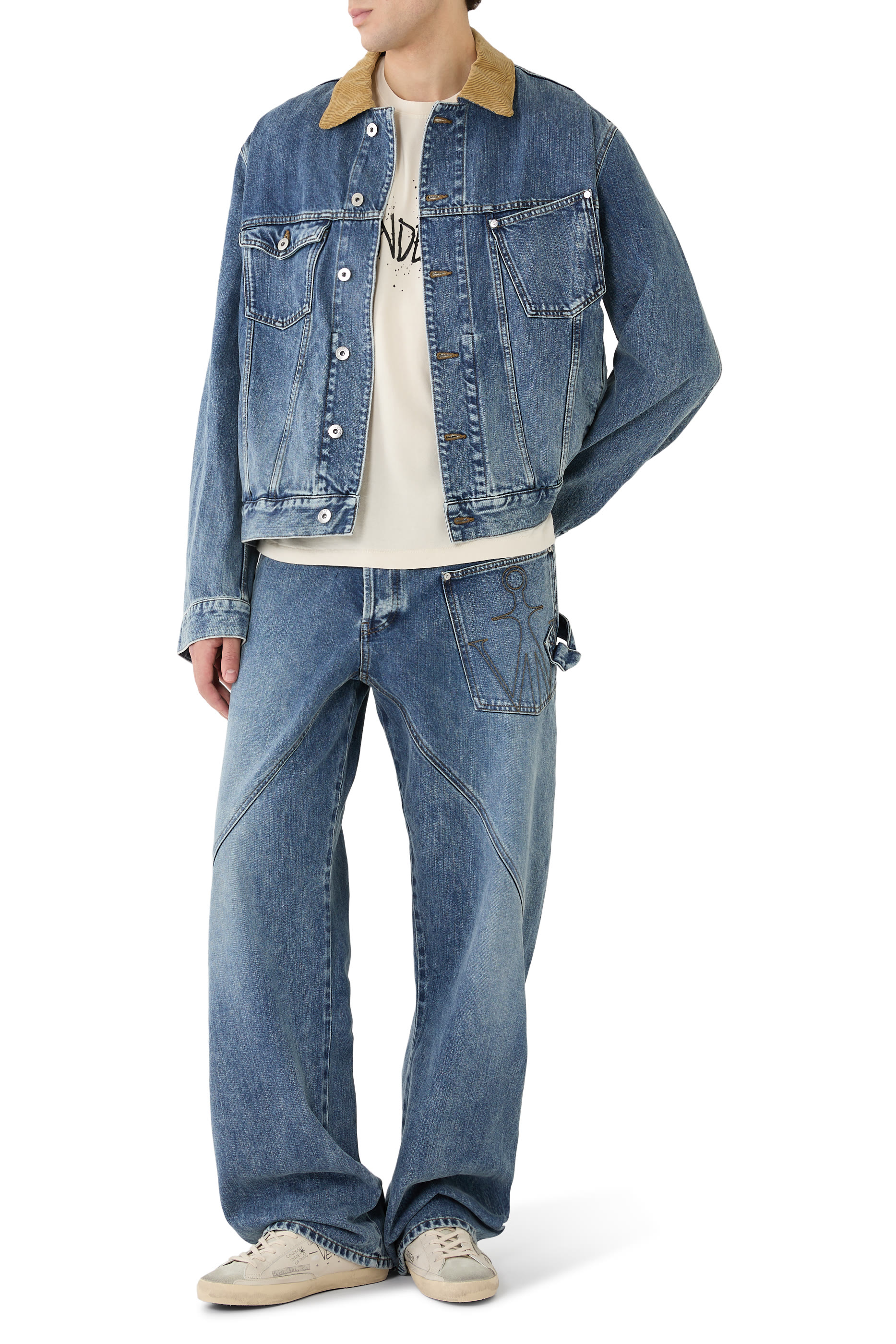 جاكيت جينز بياقة كوردروي