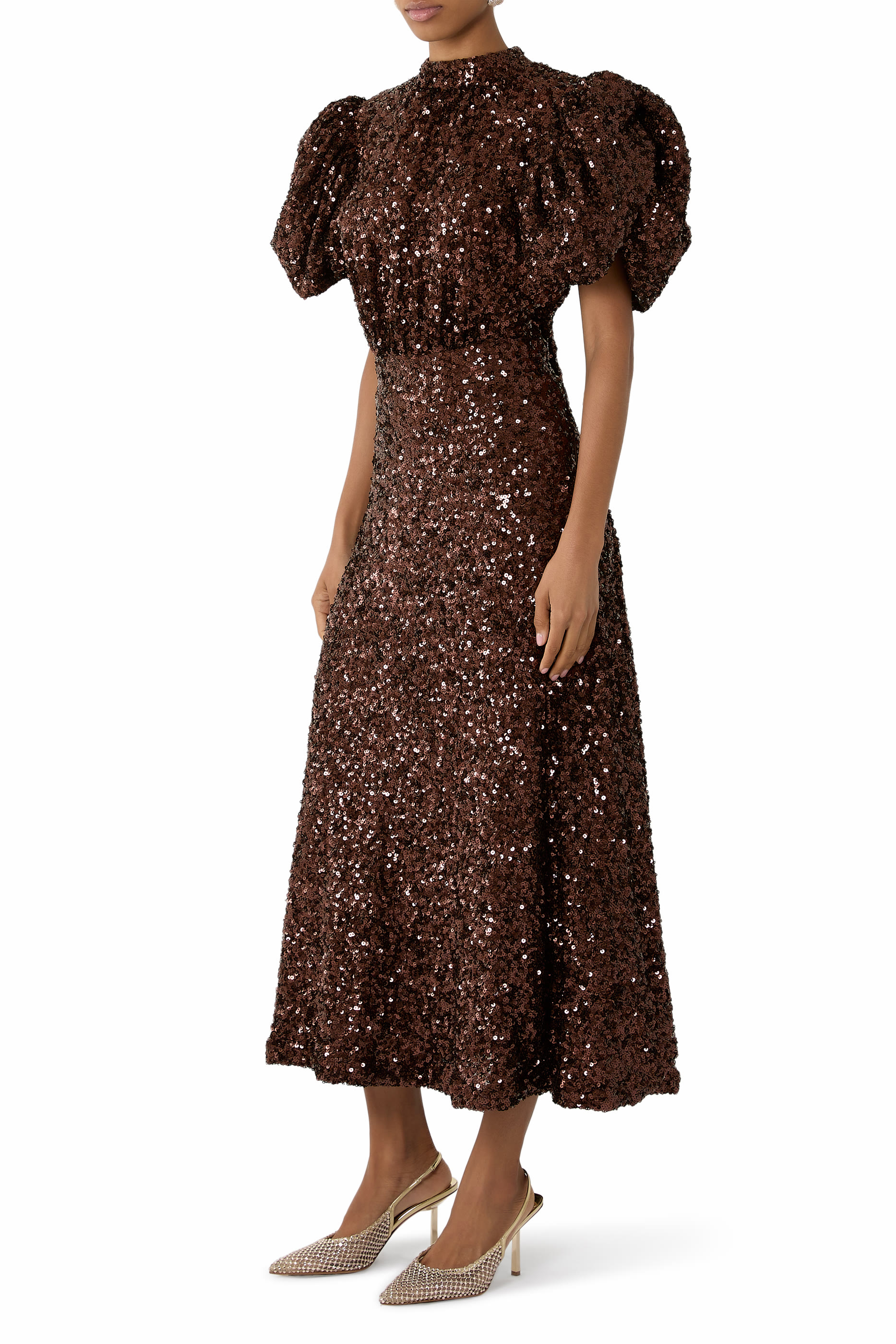 فستان قصير مزين بترتر