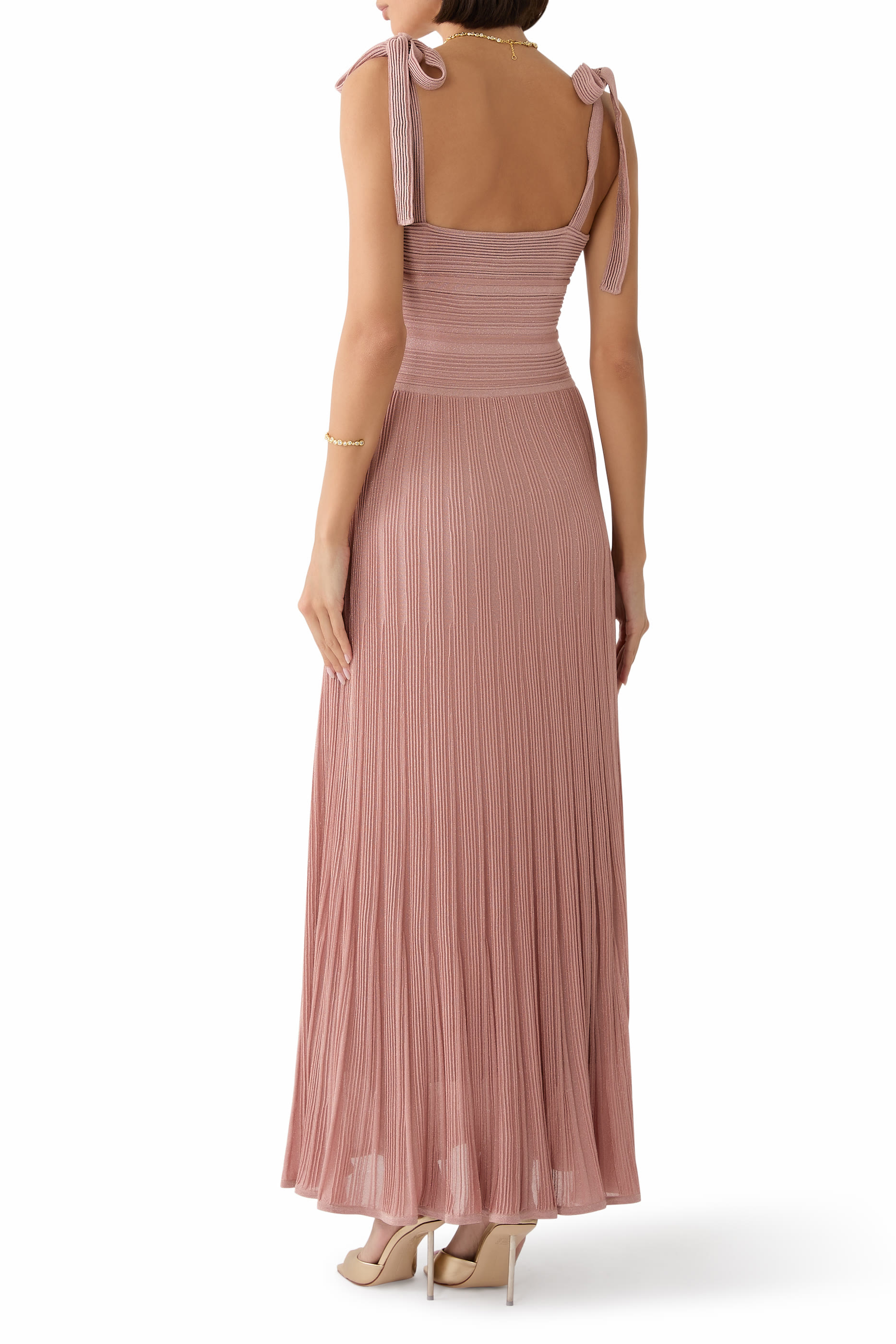 فستان لاكي طويل منسوج لامع