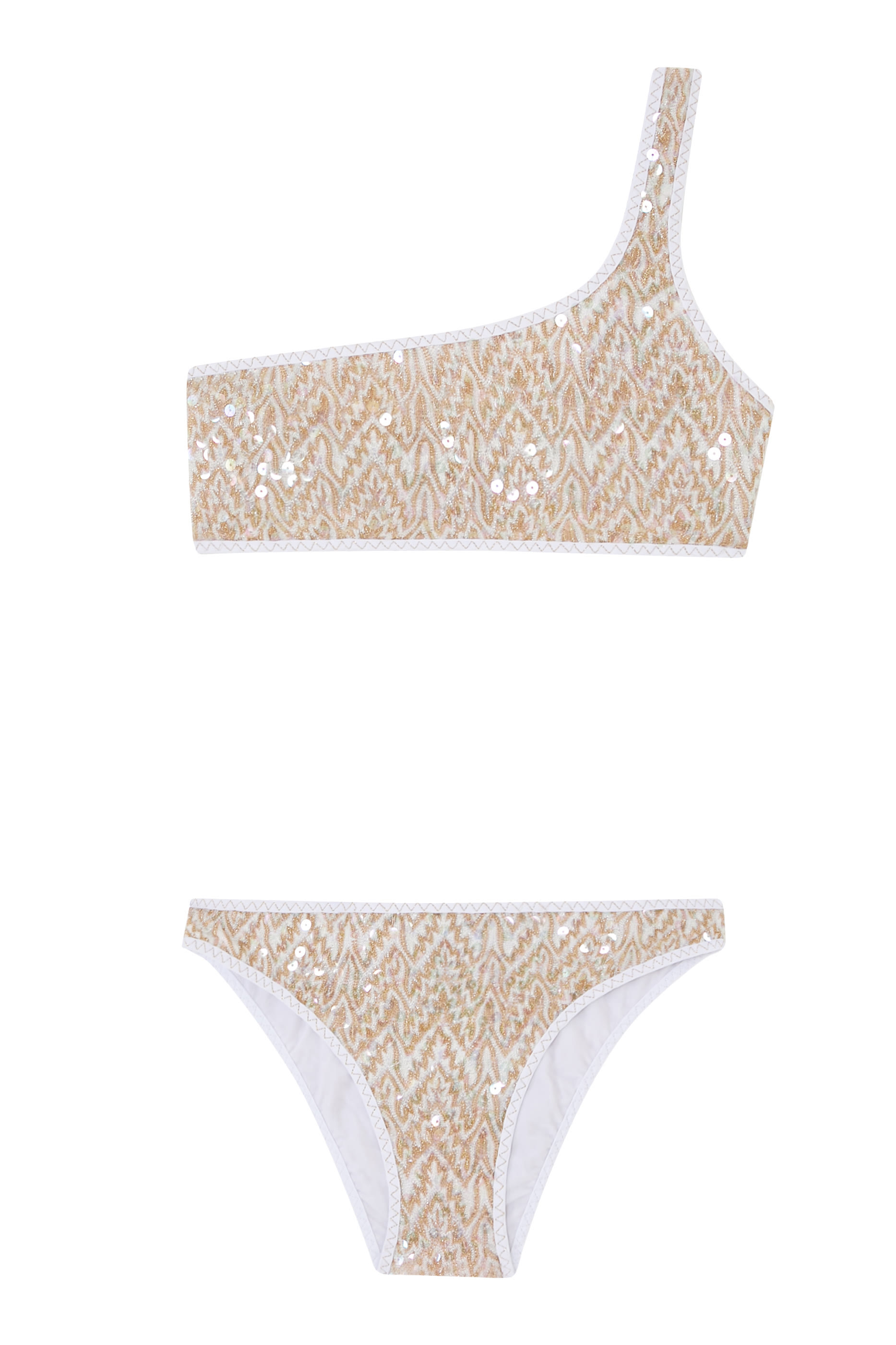 طقم بيكيني بكتف مكشوف بنقشة متعرجة