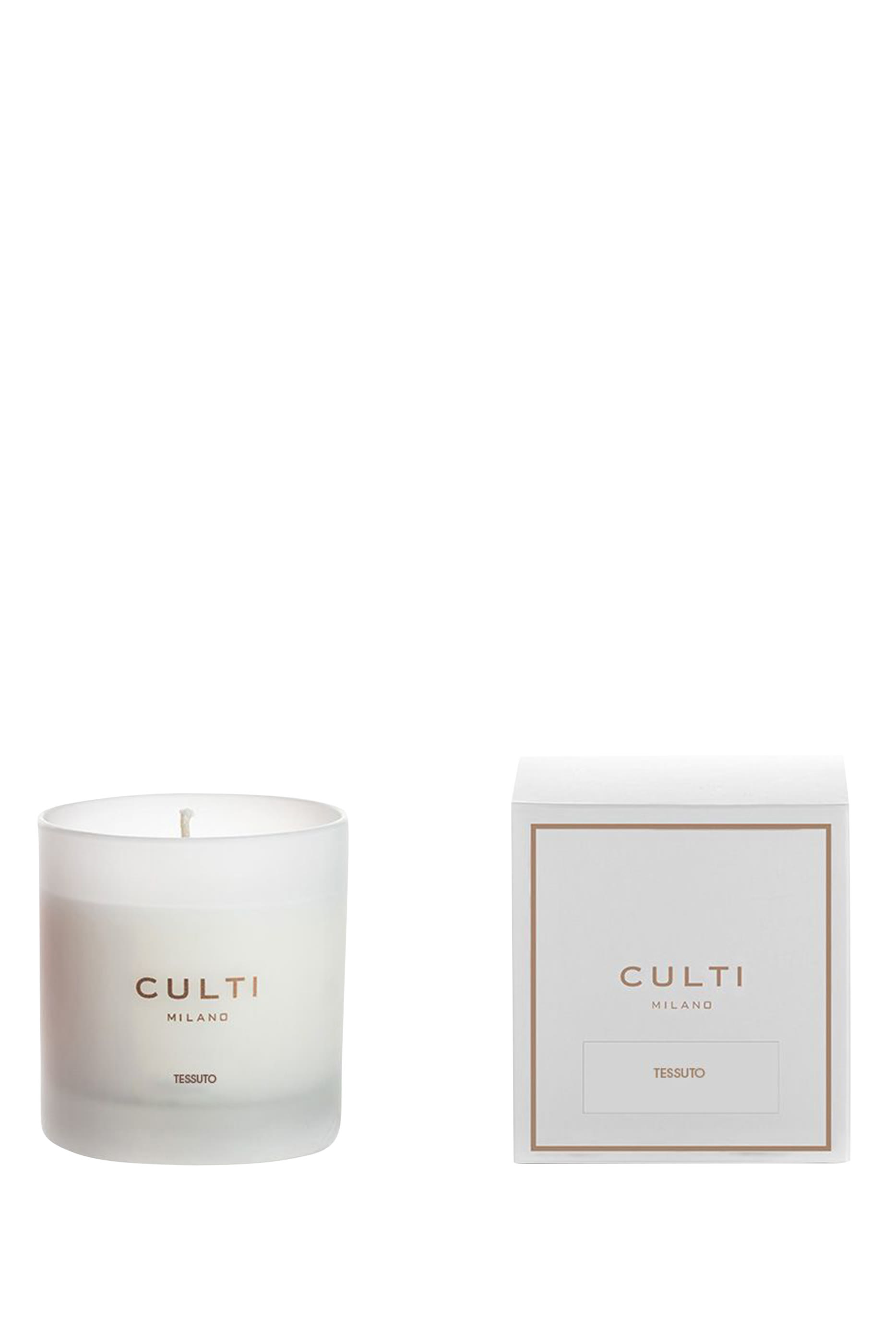 Tessuto Scented Candle in Silkscreened Satin Glass