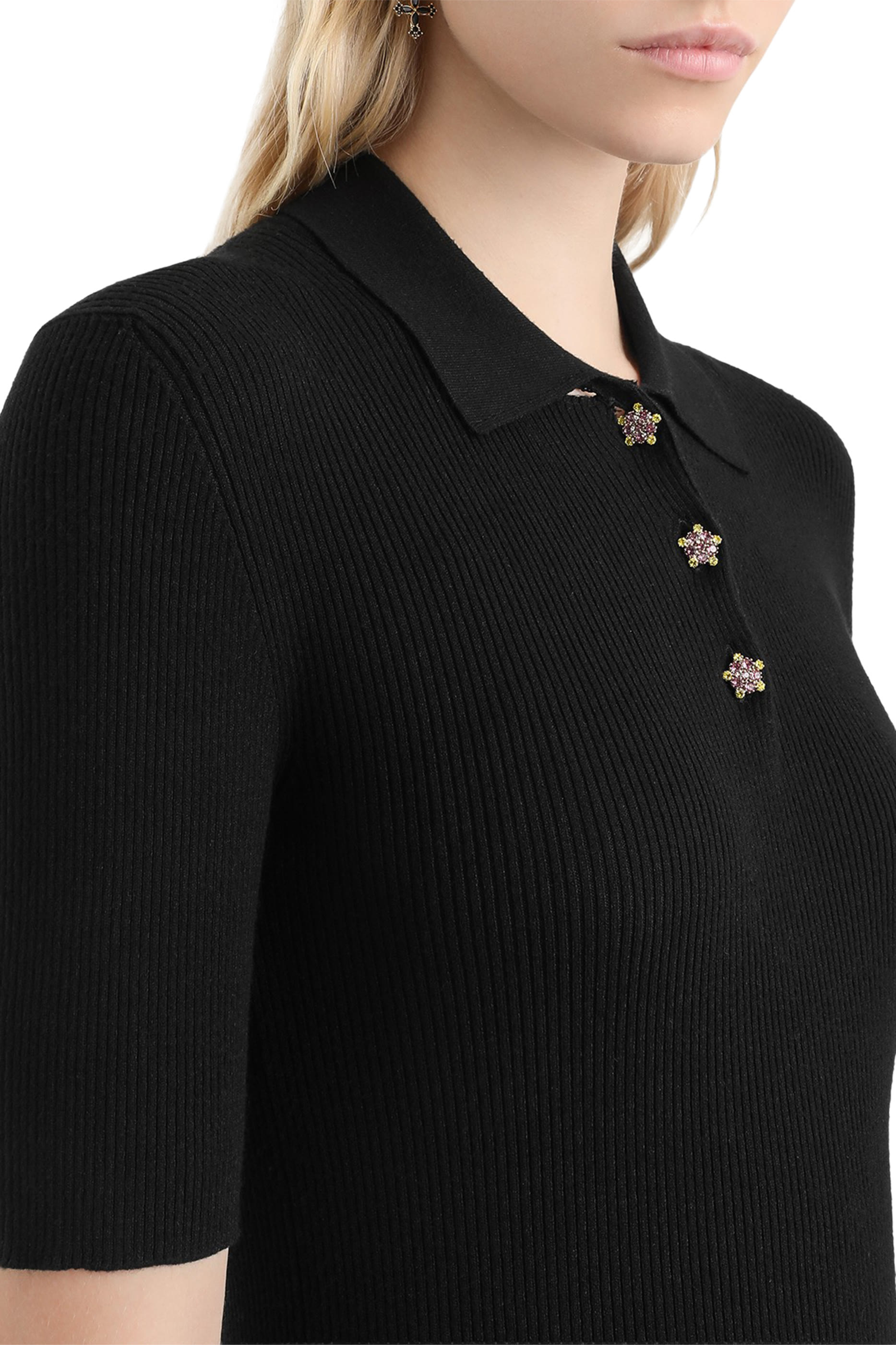 كنزة بولو قماش مضلع