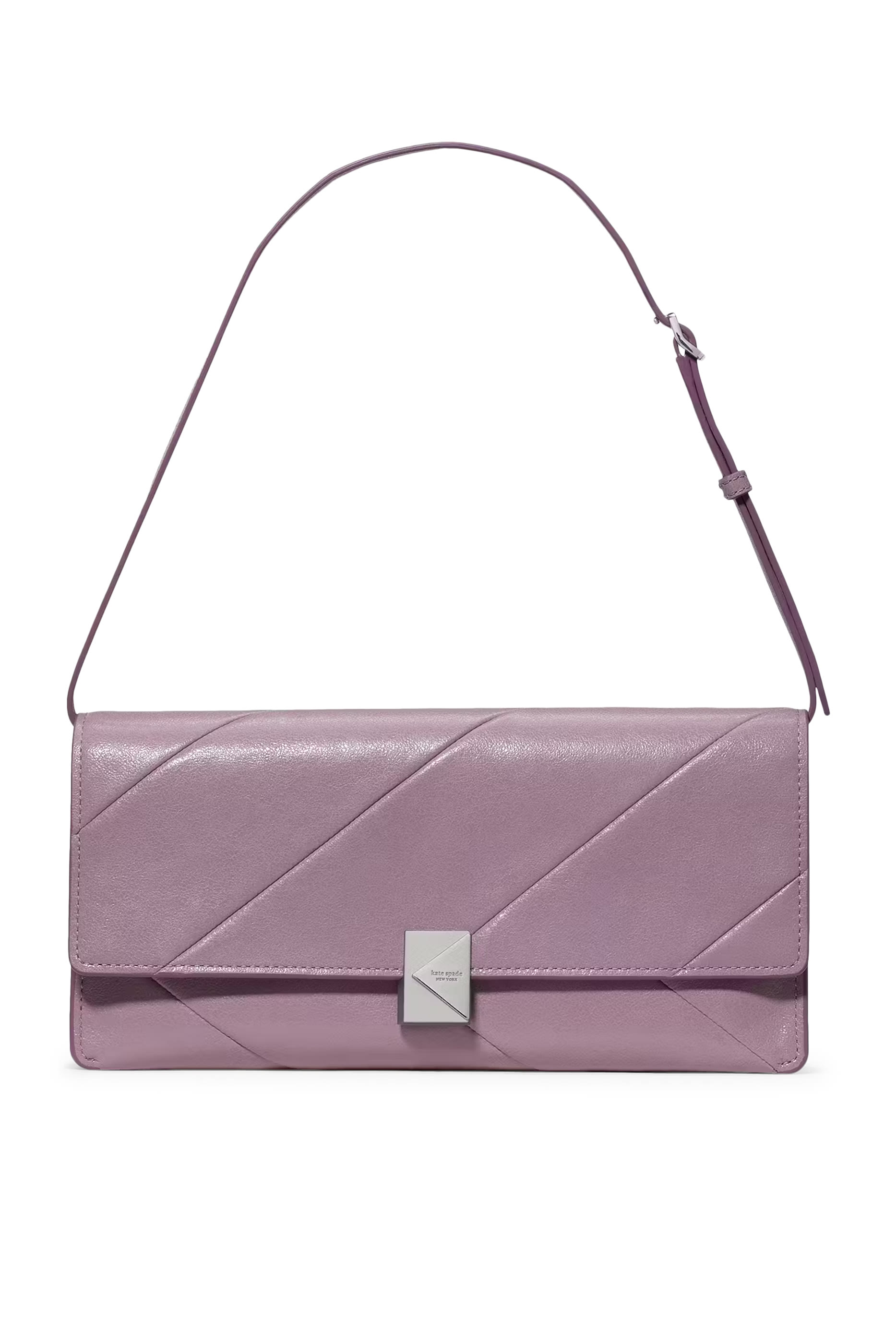 حقيبة كتف ديكو بتصميم مقسم بأجزاء جلد لامع ناعم