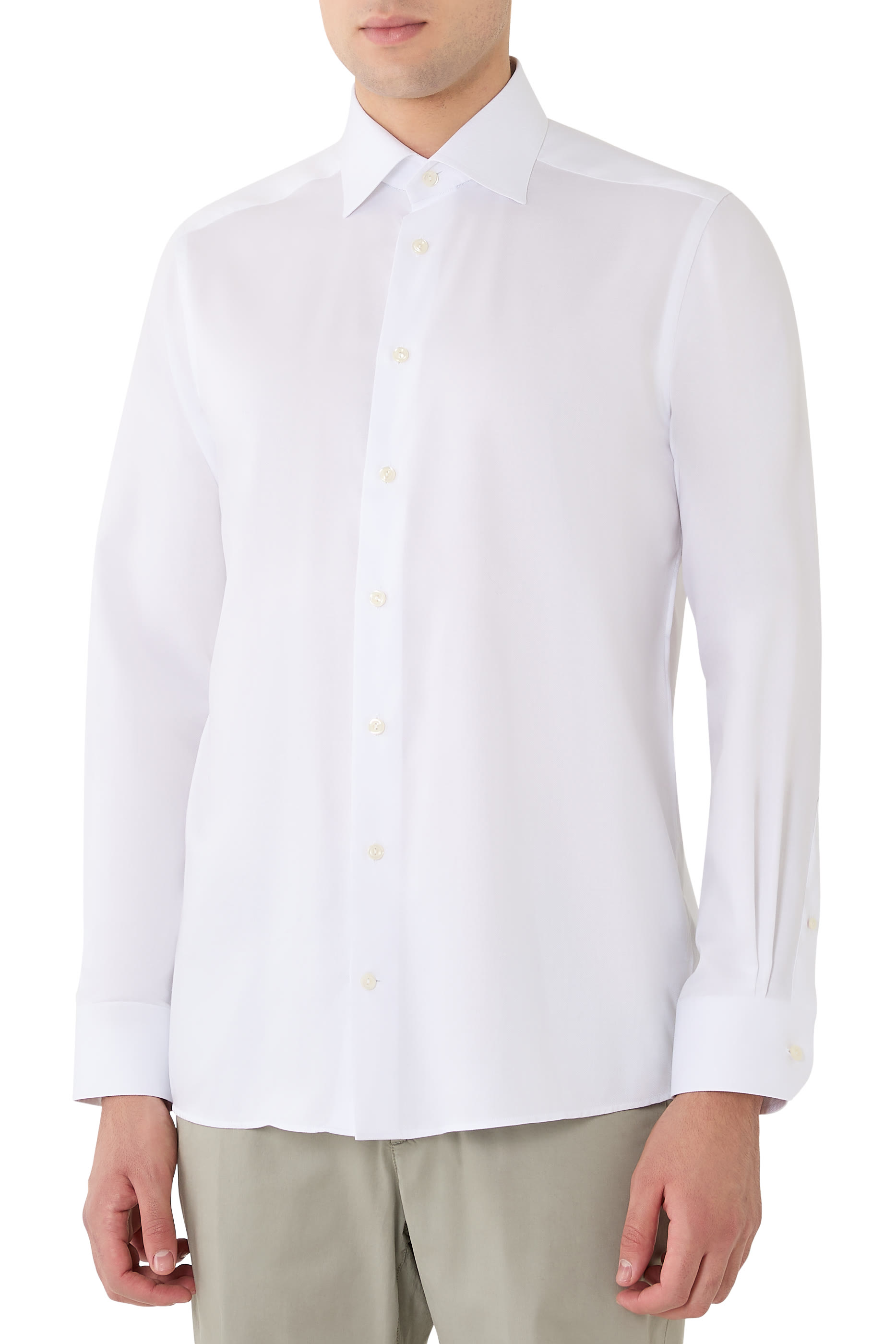 قميص تويل مميز للماركة بنقشة هندسية