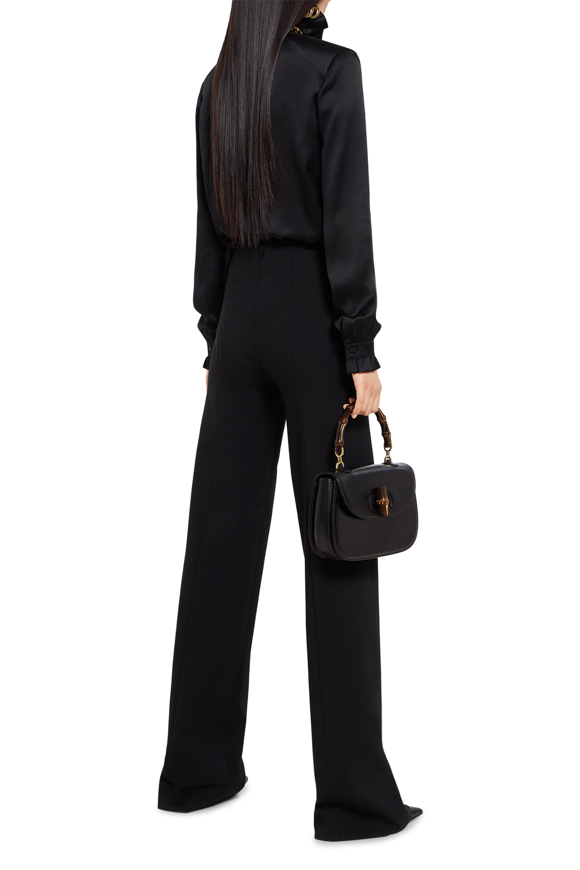 قميص بفيونكة قابلة للتعديل حرير ستان