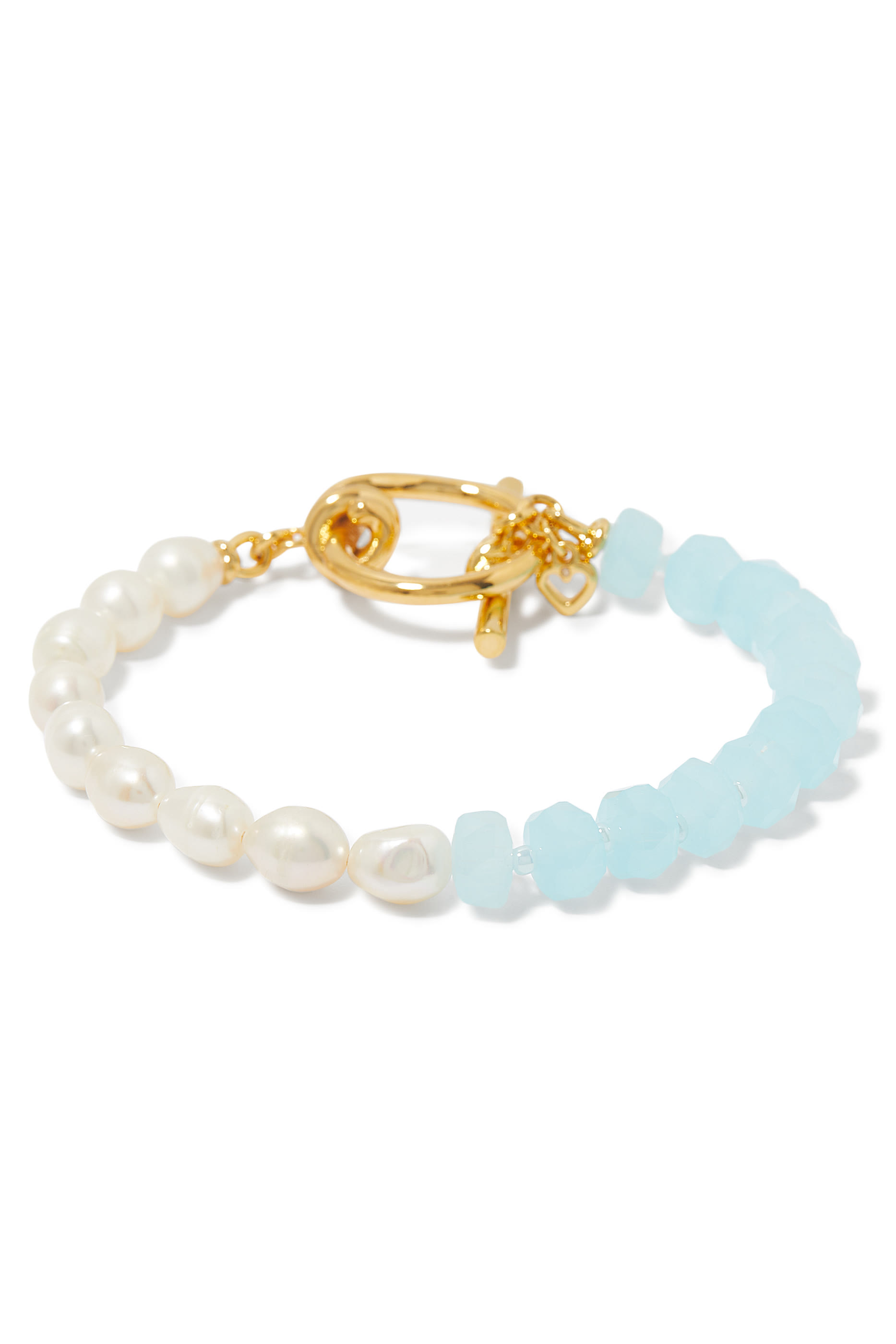 سوار توغل روبس أند نوتس مرصع بخرز زجاجي، لؤلؤ مياه عذبة، وأحجار زركونيا مكعبة، معدن مطلي