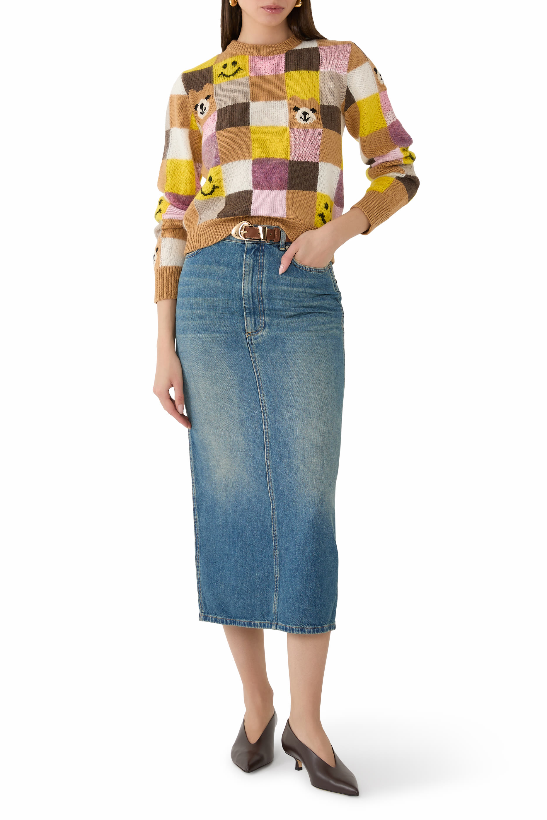 سترة مزينة بتفاصيل الدب تيدي مزيج صوف وكشمير