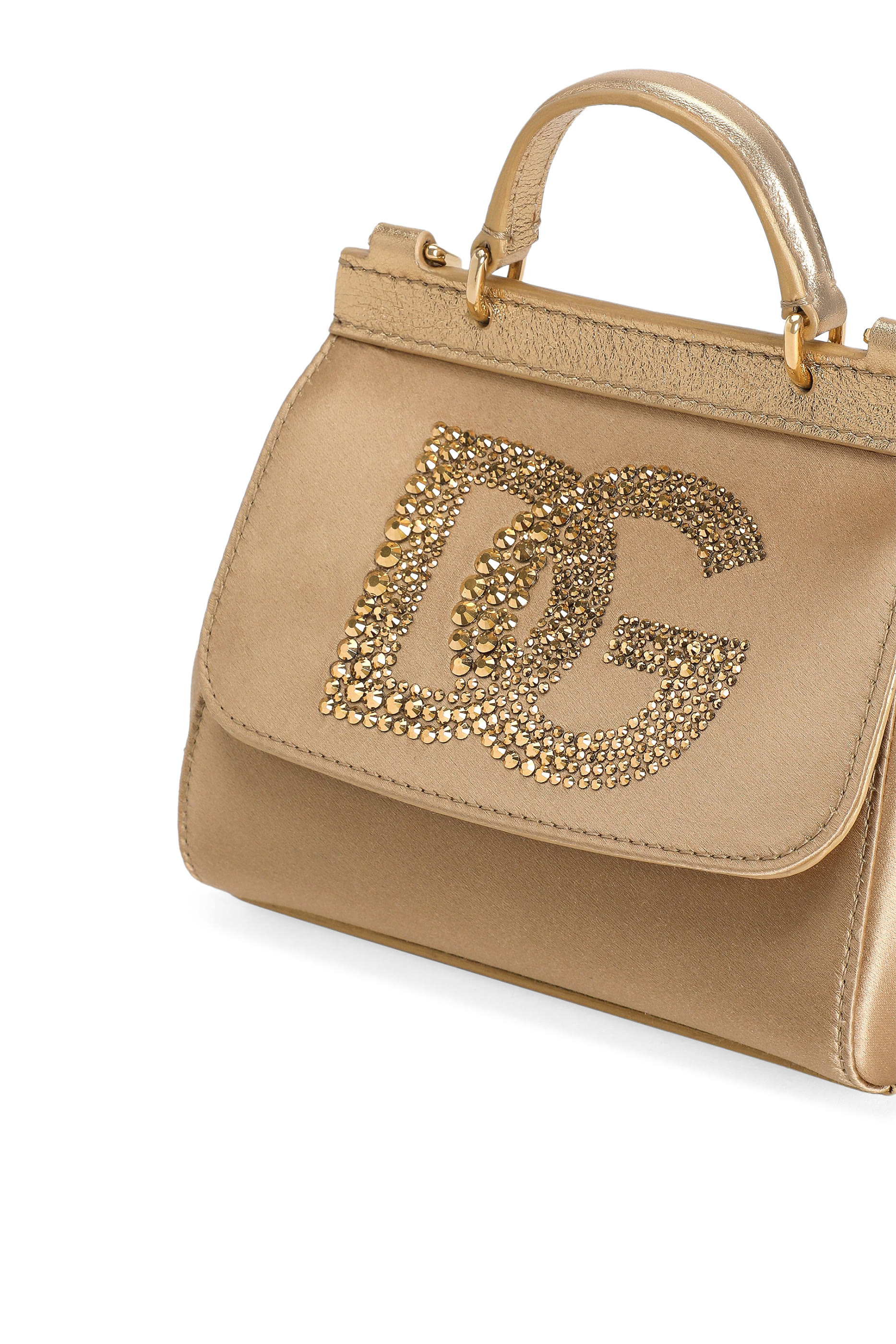 حقيبة سيسيلي جلد عجل لامع وساتان بشعار الماركة