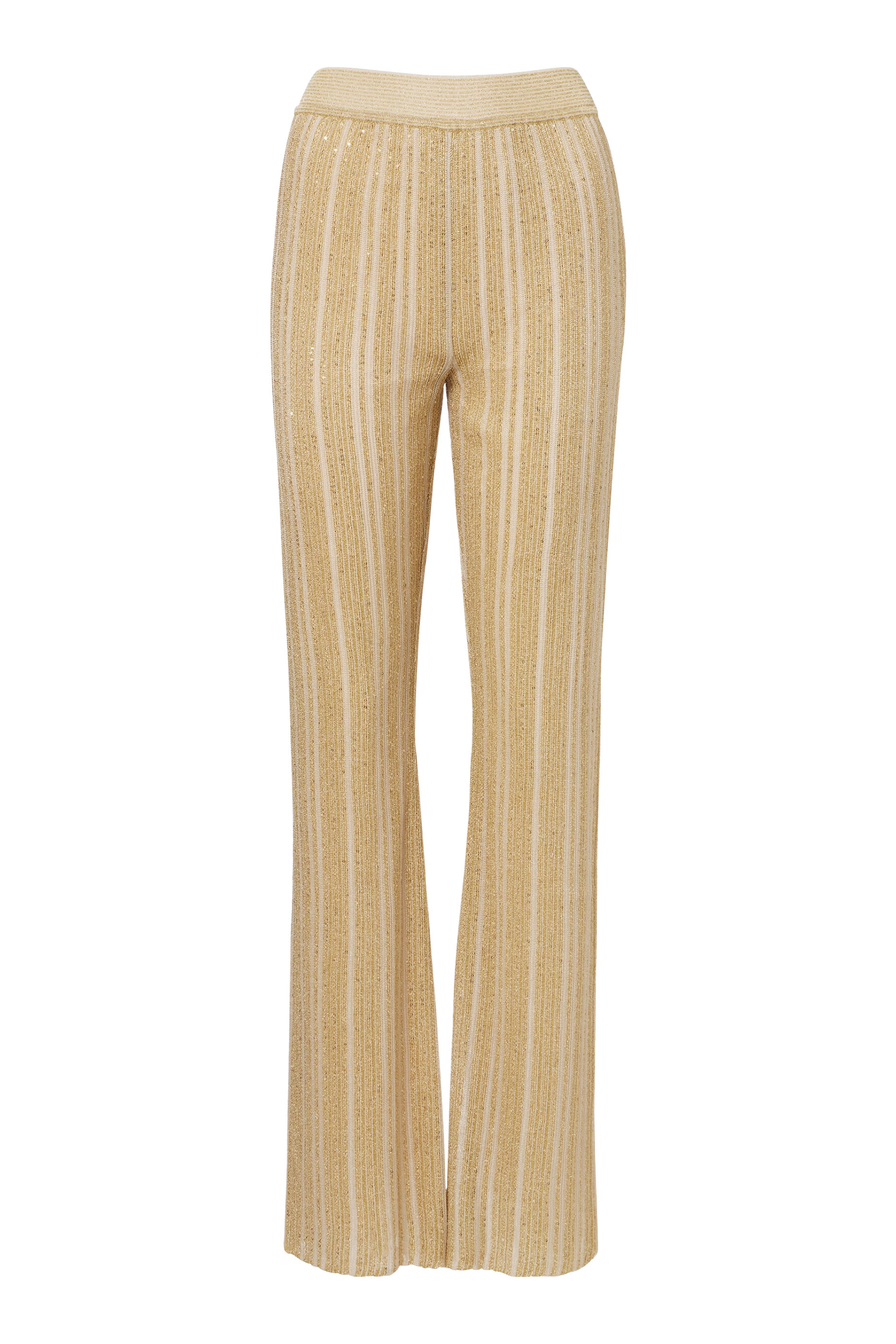 بنطال بقصة ساق مستقيمة بخيوط لامعة ونقشة خطوط متعرجة