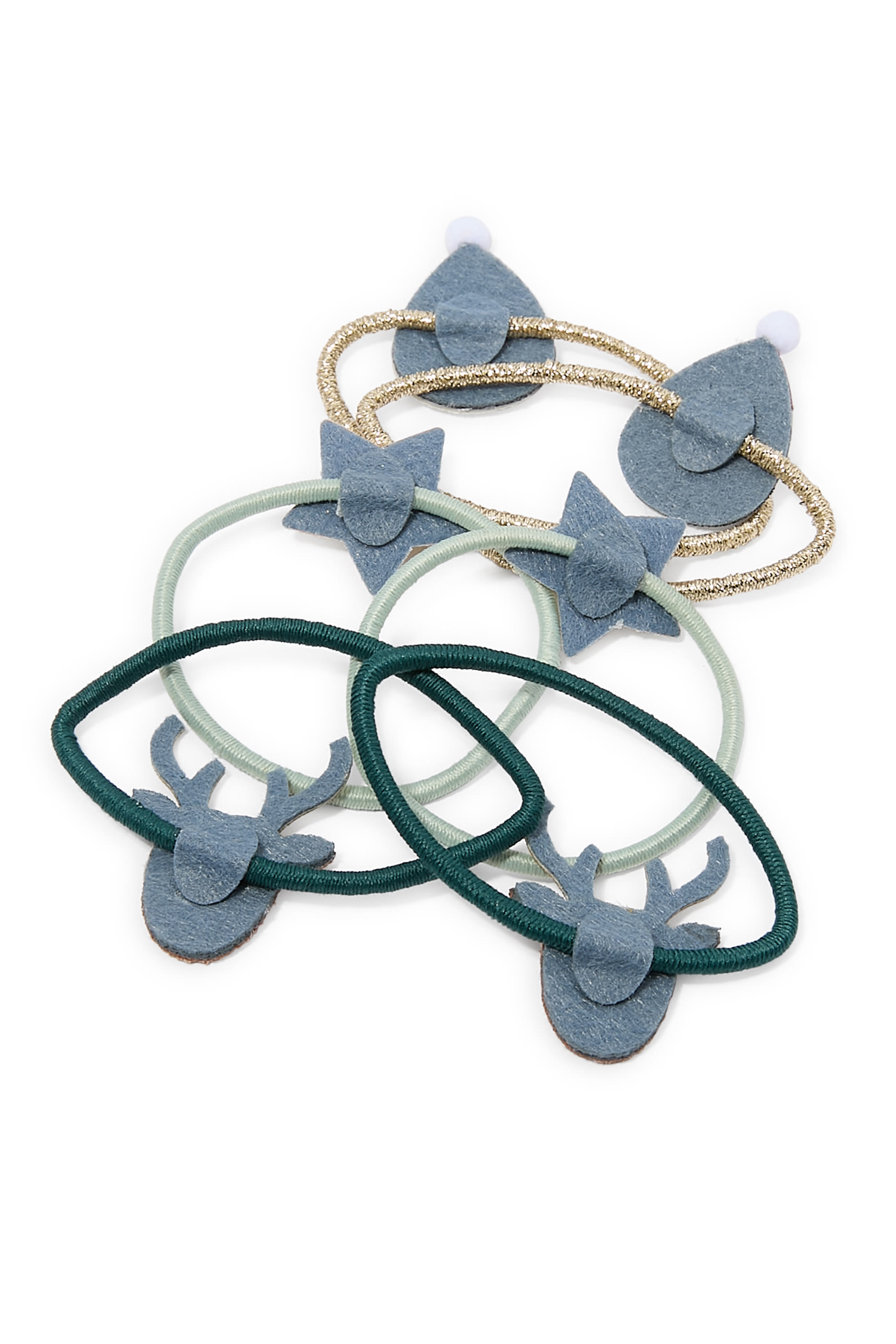 ربطات شعر بتصميم سانتا، لنجمة، ورودولف للأطفال