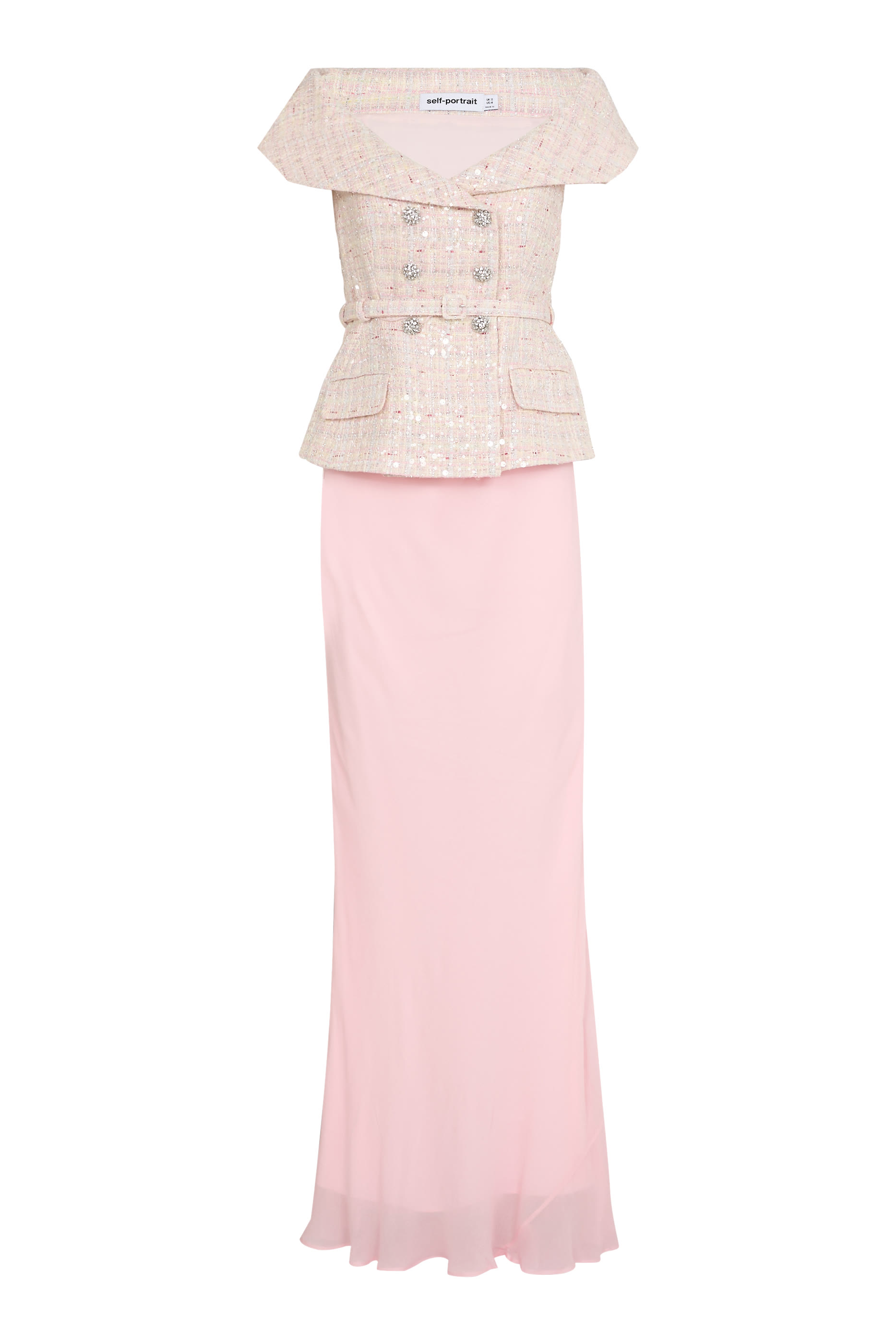 فستان طويل مطرز بترتر بوكليه