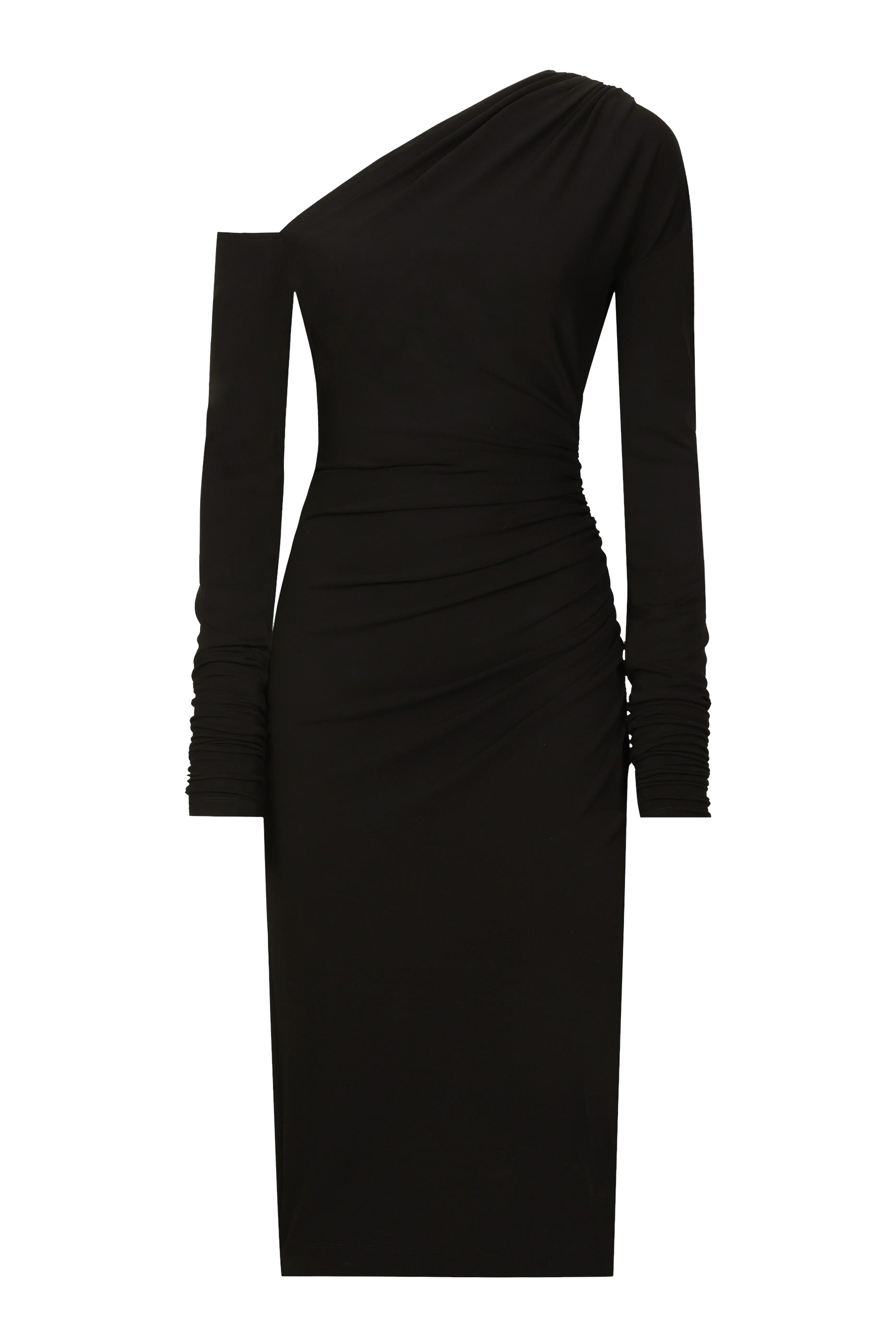 فستان متوسط الطول بكتف واحد