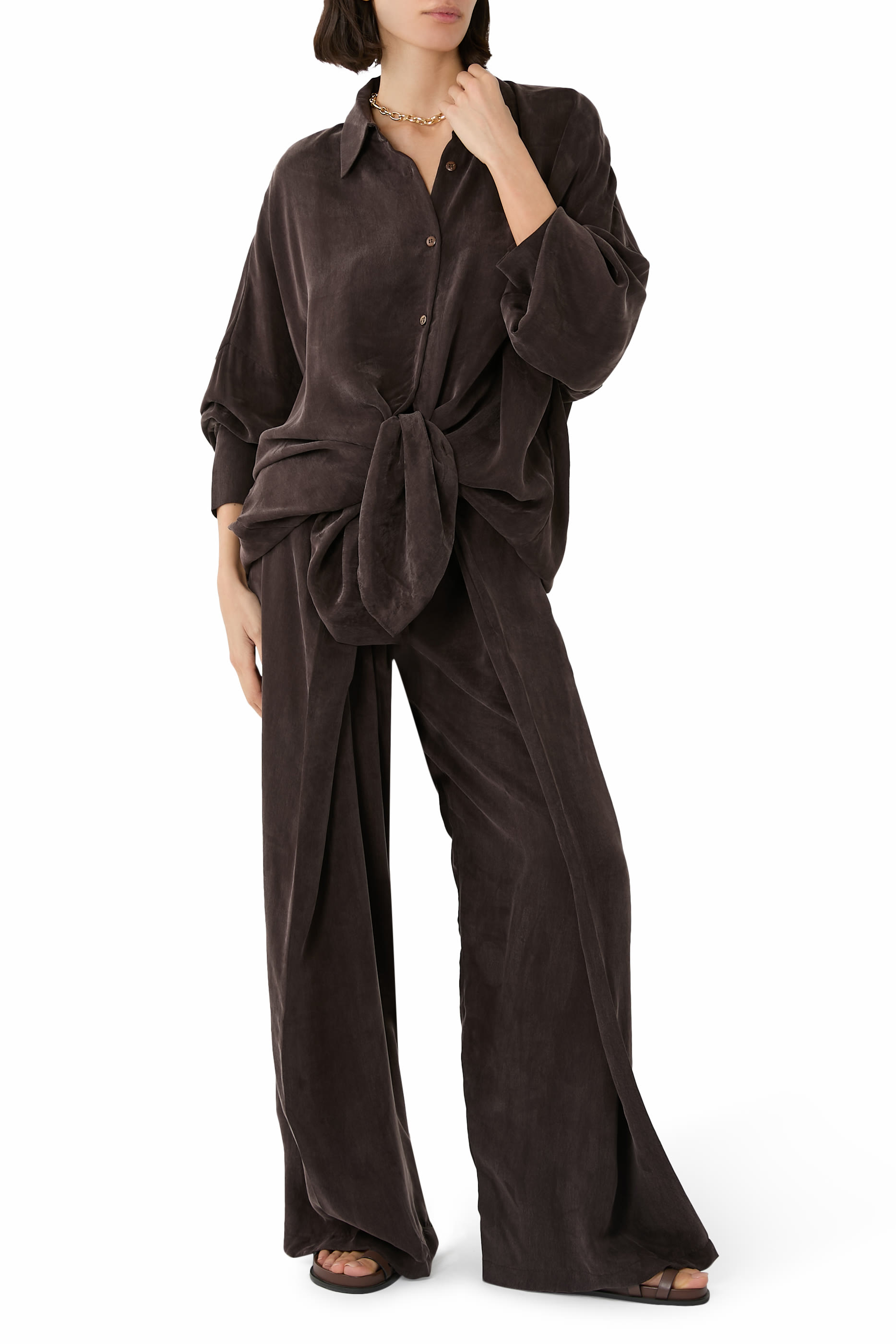 بنطال بتصميم ملفوف بقصّة مستقيمة