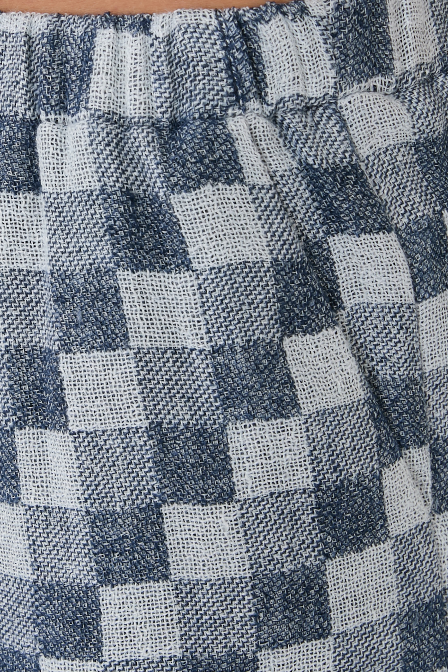 Check Pattern Linen Gauze Wide Trousers