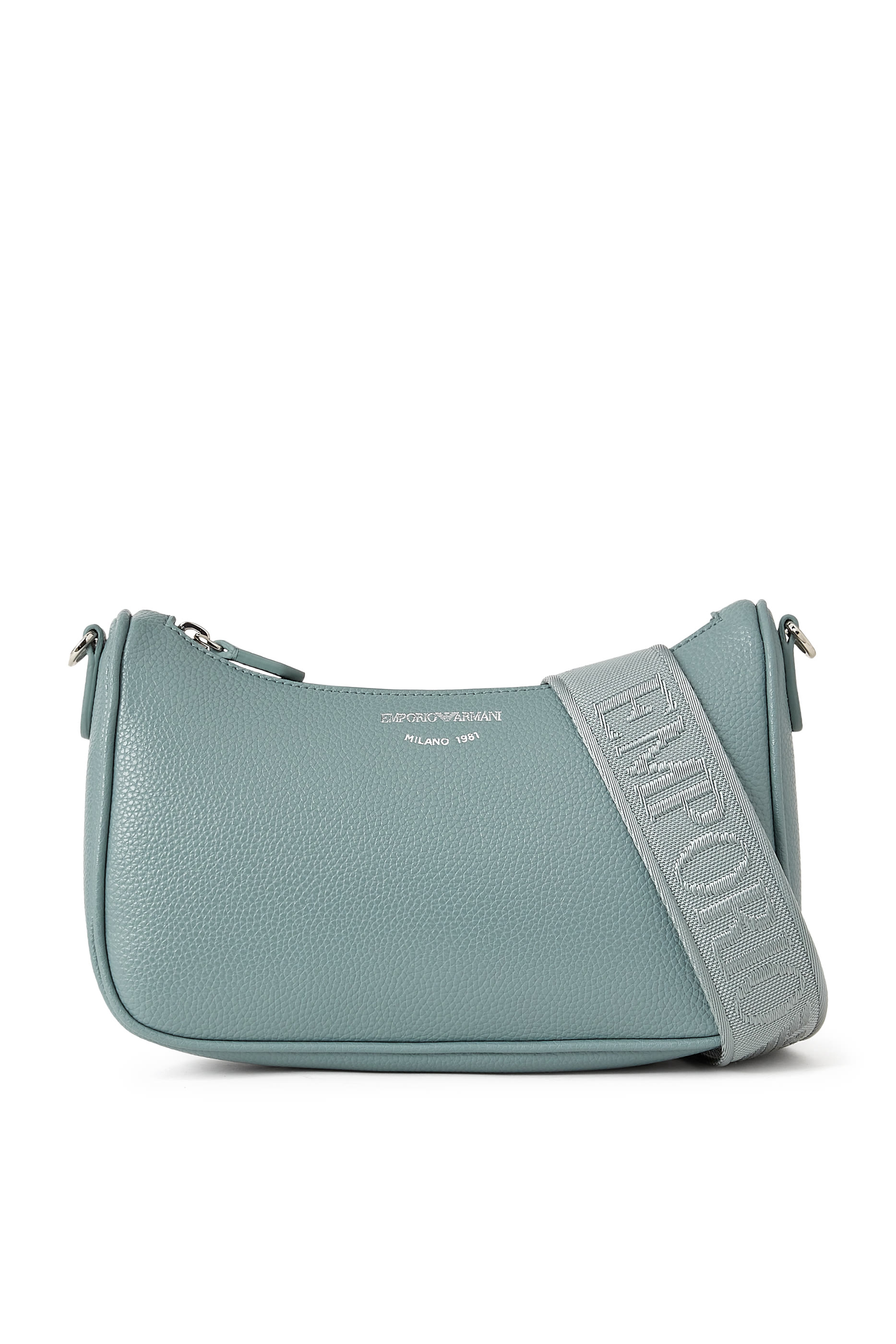 حقيبة طويلة بشعار الماركة بنقشة جلد الغزال