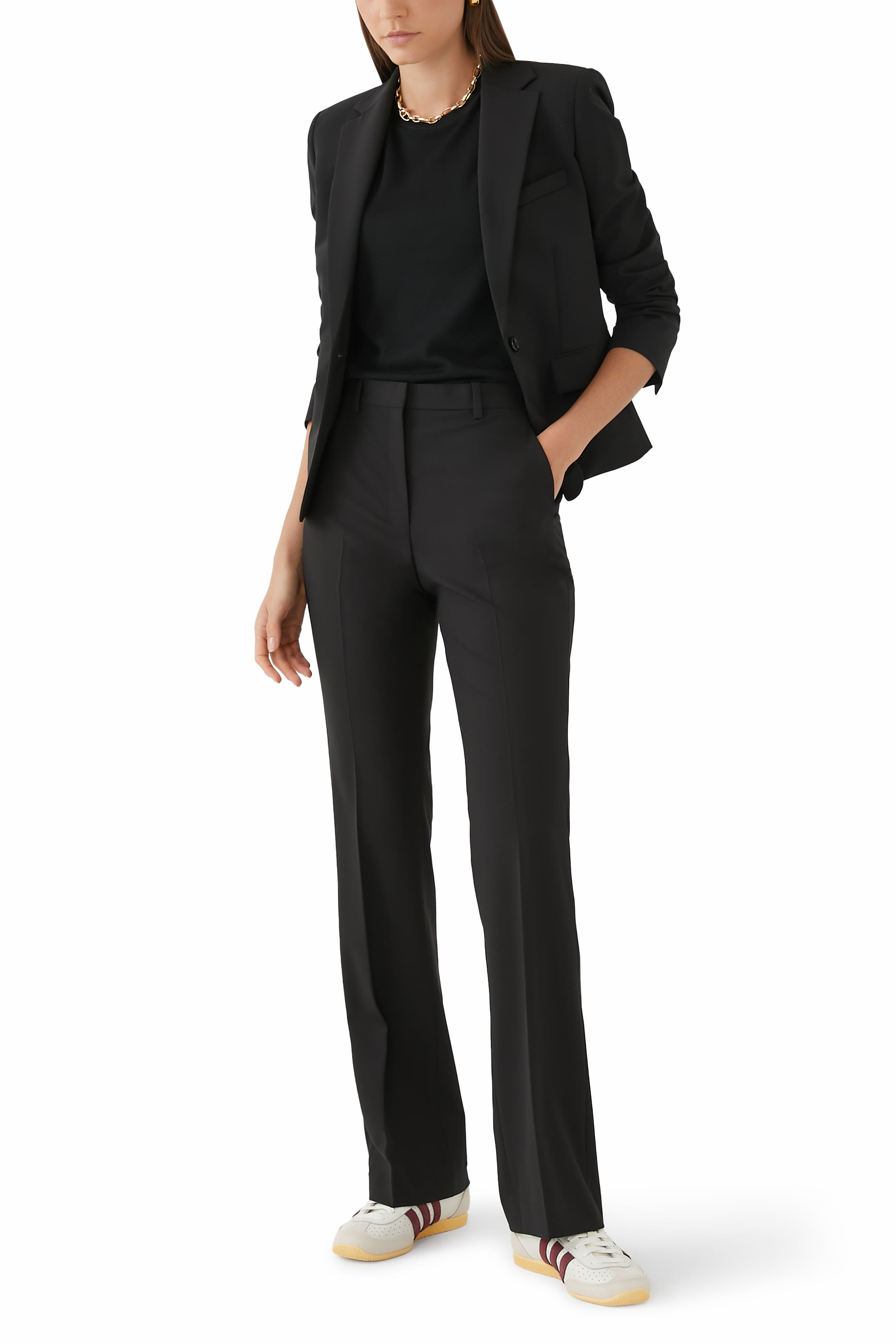 بنطال بحافة واسعة صوف فاخر