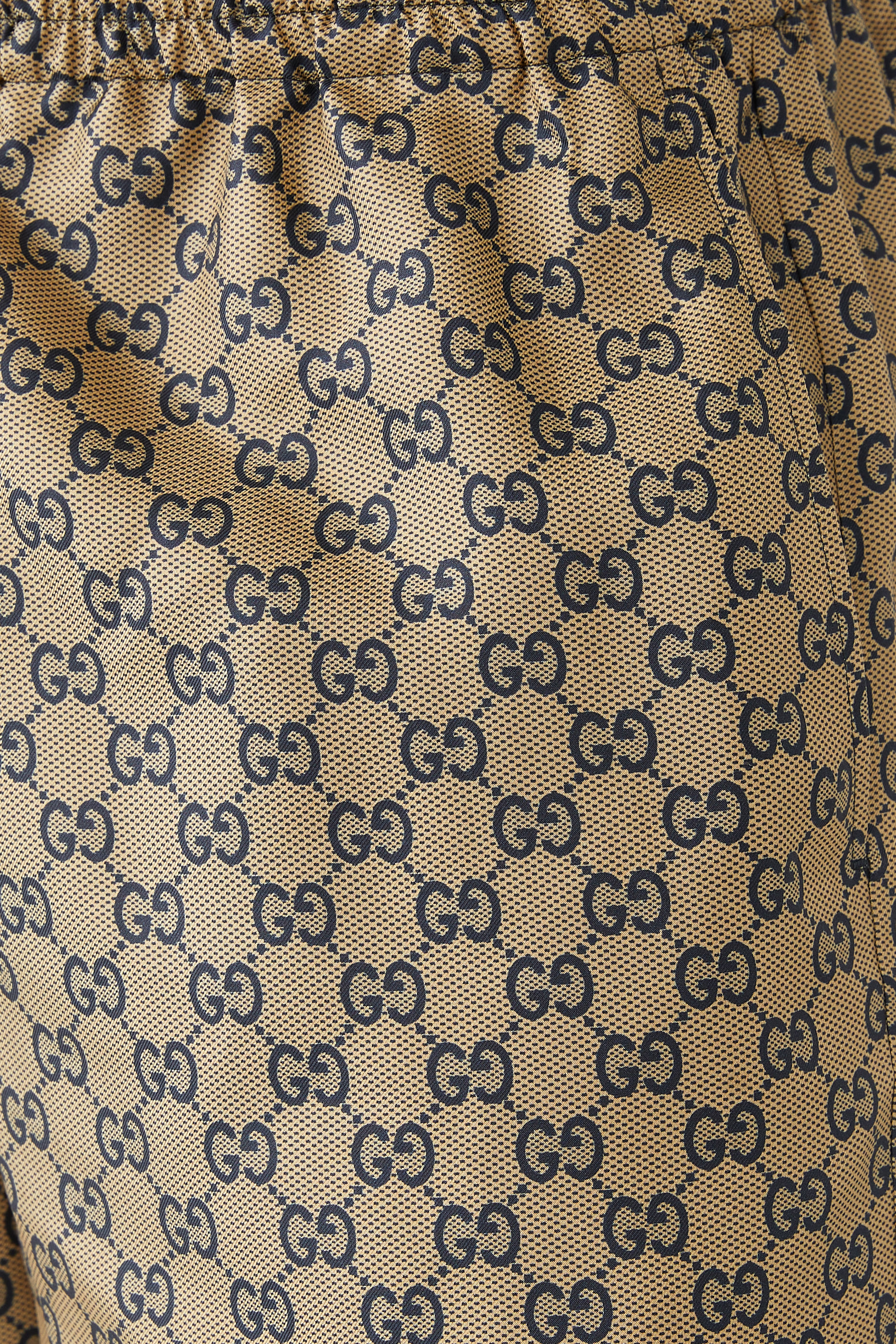 شورت حرير تويل بشعار الماركة مزدوج