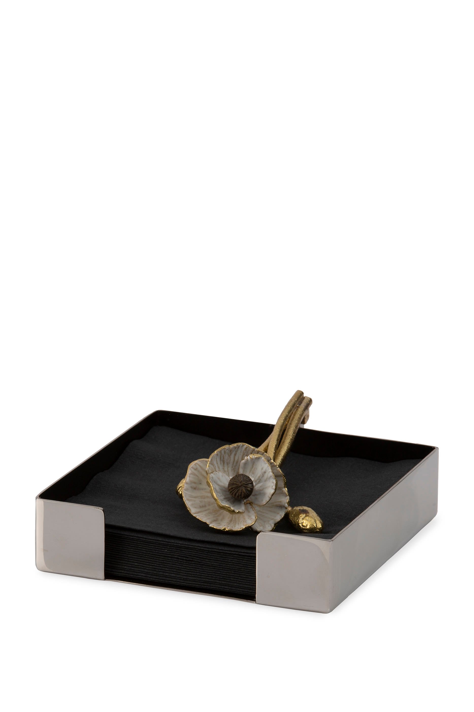 حامل مناديل كوكتيل مزين بزهور شقائق النعمان