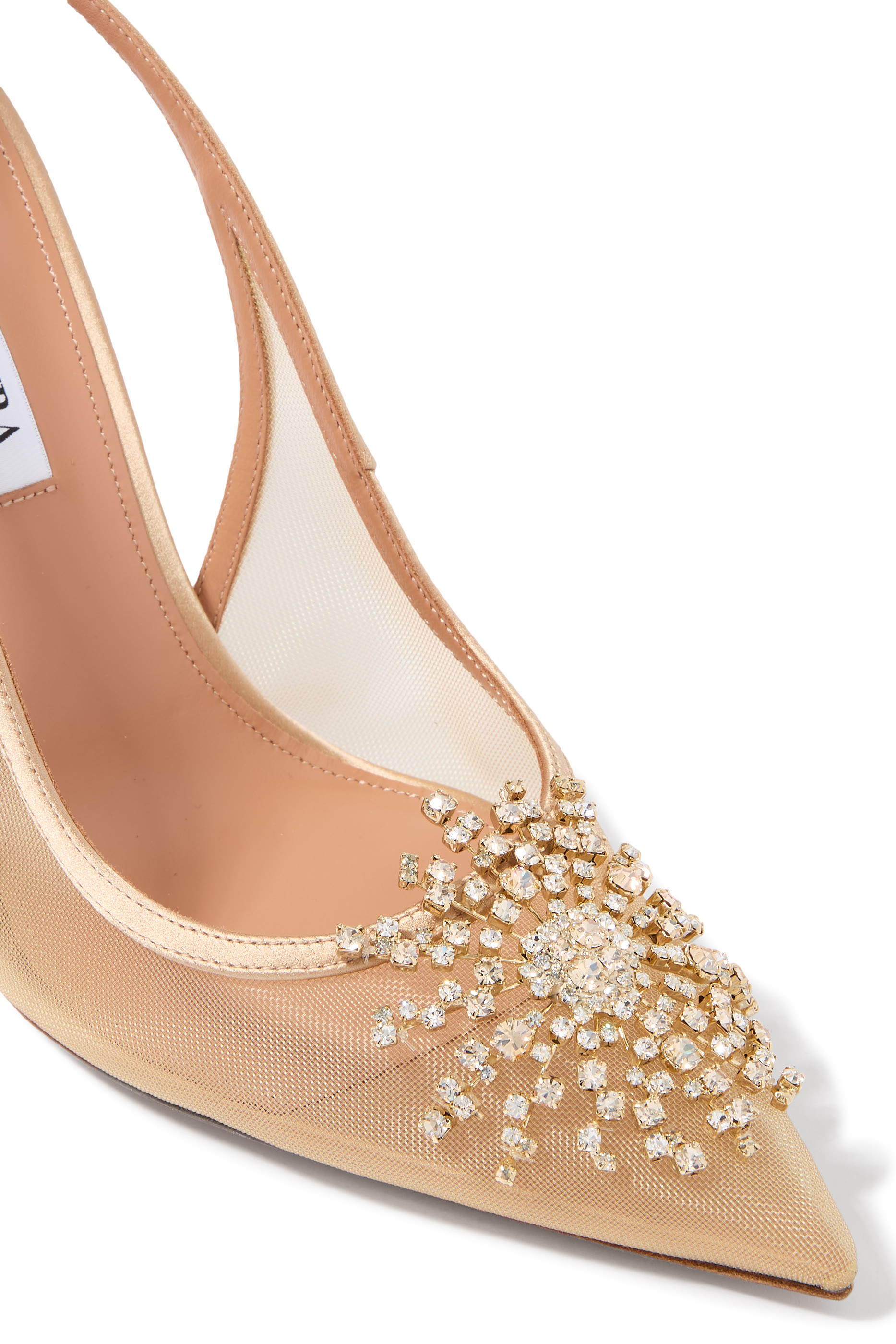 حذاء فاير وورك كلاسيكي 105 مرصع بكريستال بحواف ساتان قماش شبكي