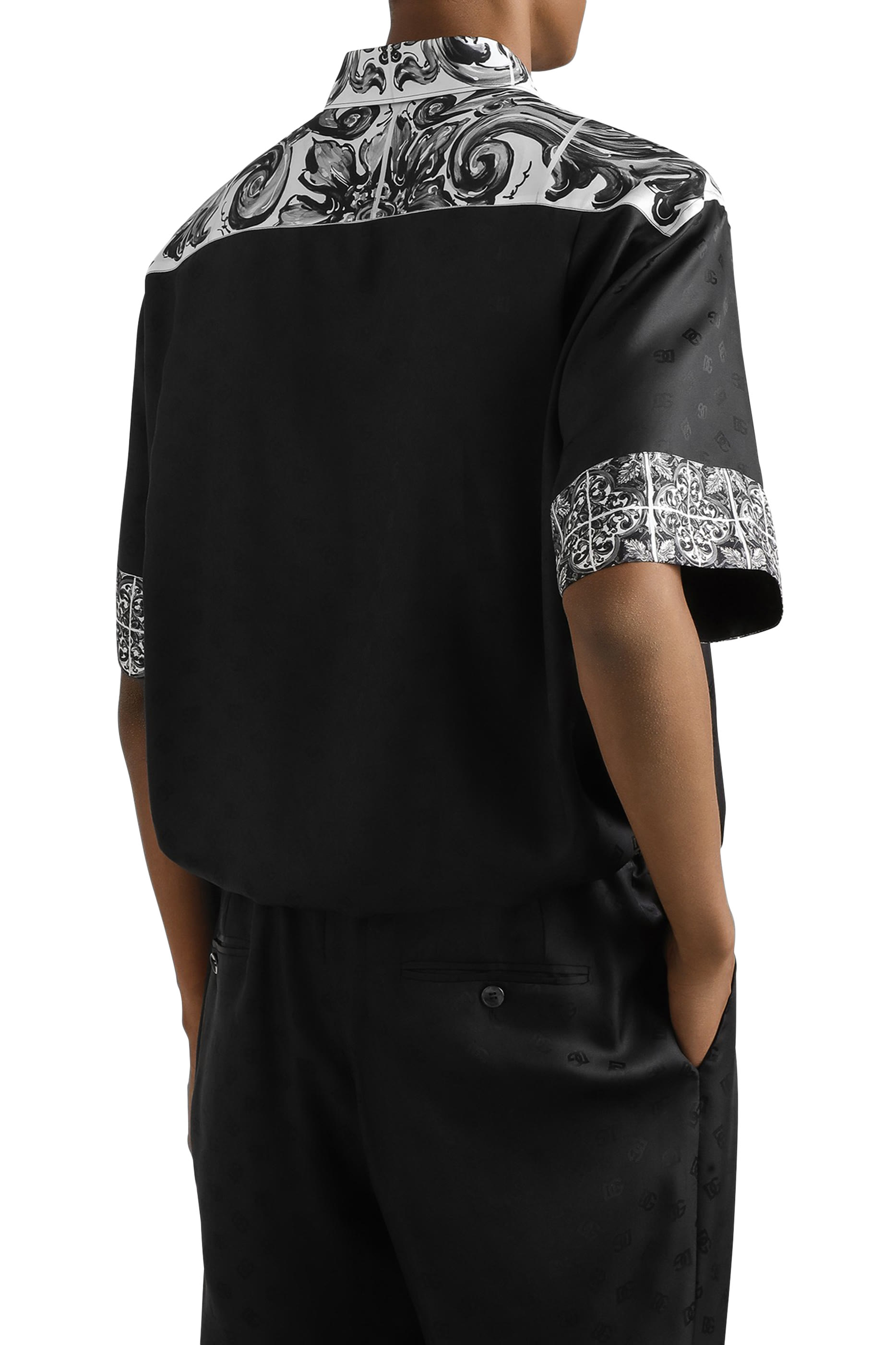 قميص هاواي بطبعة مايوليكا حرير جاكار