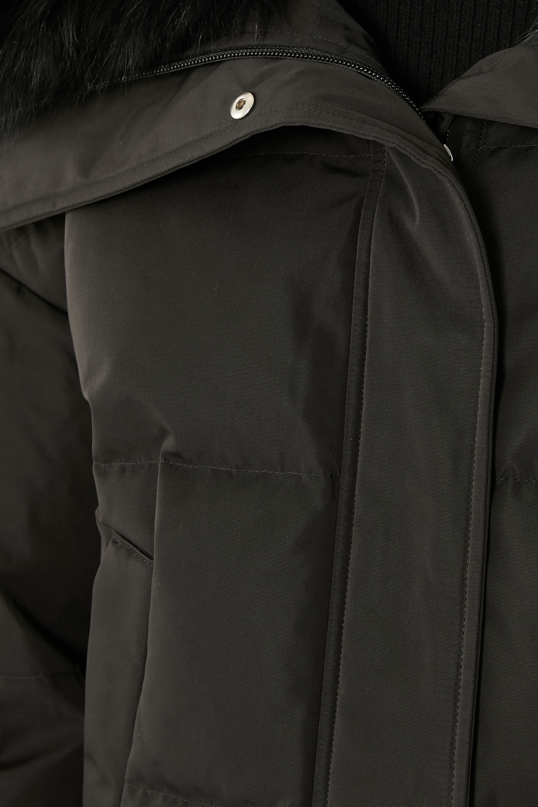 جاكيت تزلج بغطاء للرأس فرو ثعلب صناعي