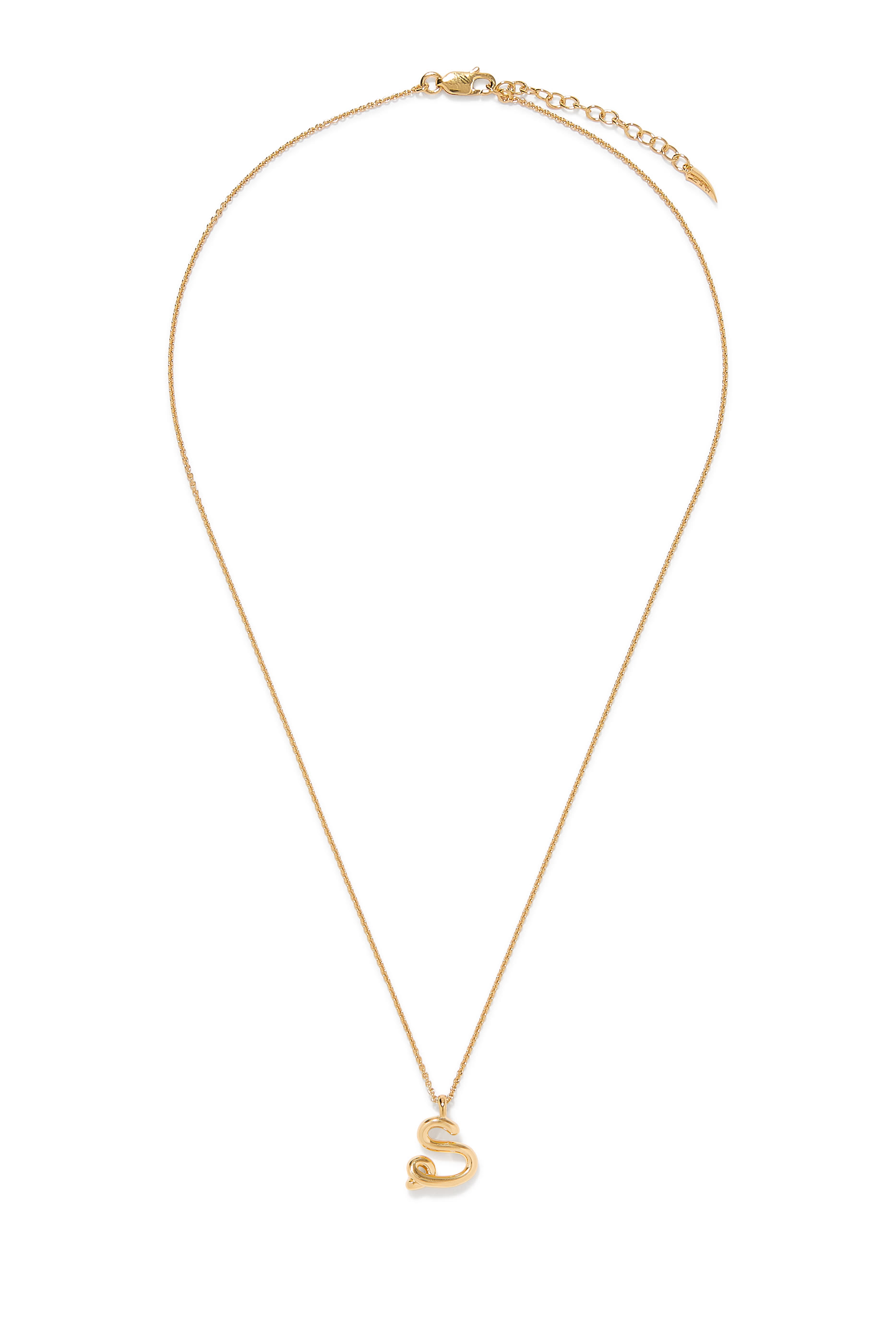 قلادة مولتن صغيرة بدلاية بتصميم حرف S مقوس، فضة إسترلينية معاد تدويرها مطلية بذهب أصفر معاد تدويره عيار 18