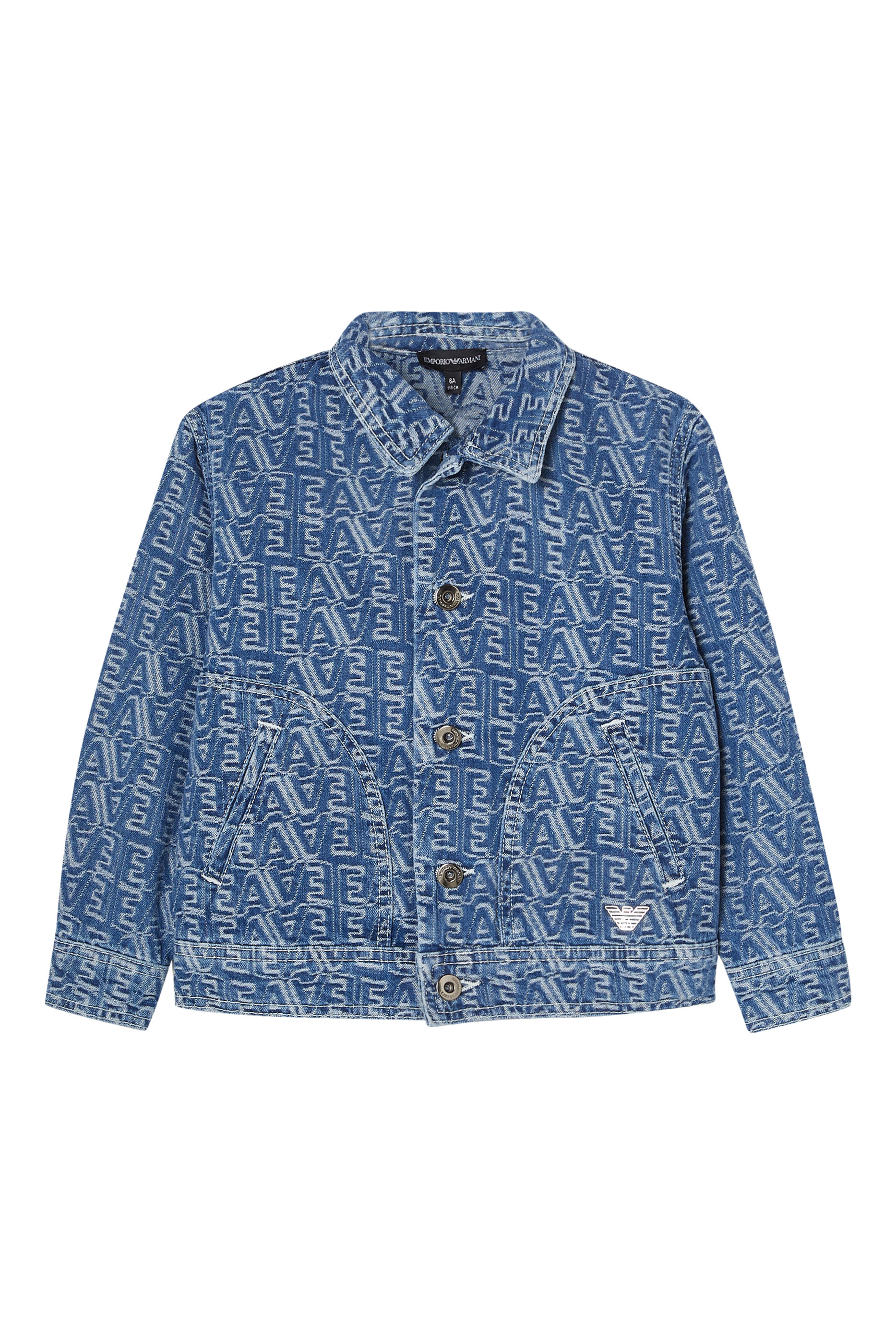 جاكيت جينز بشعار الماركة بالكامل للأطفال