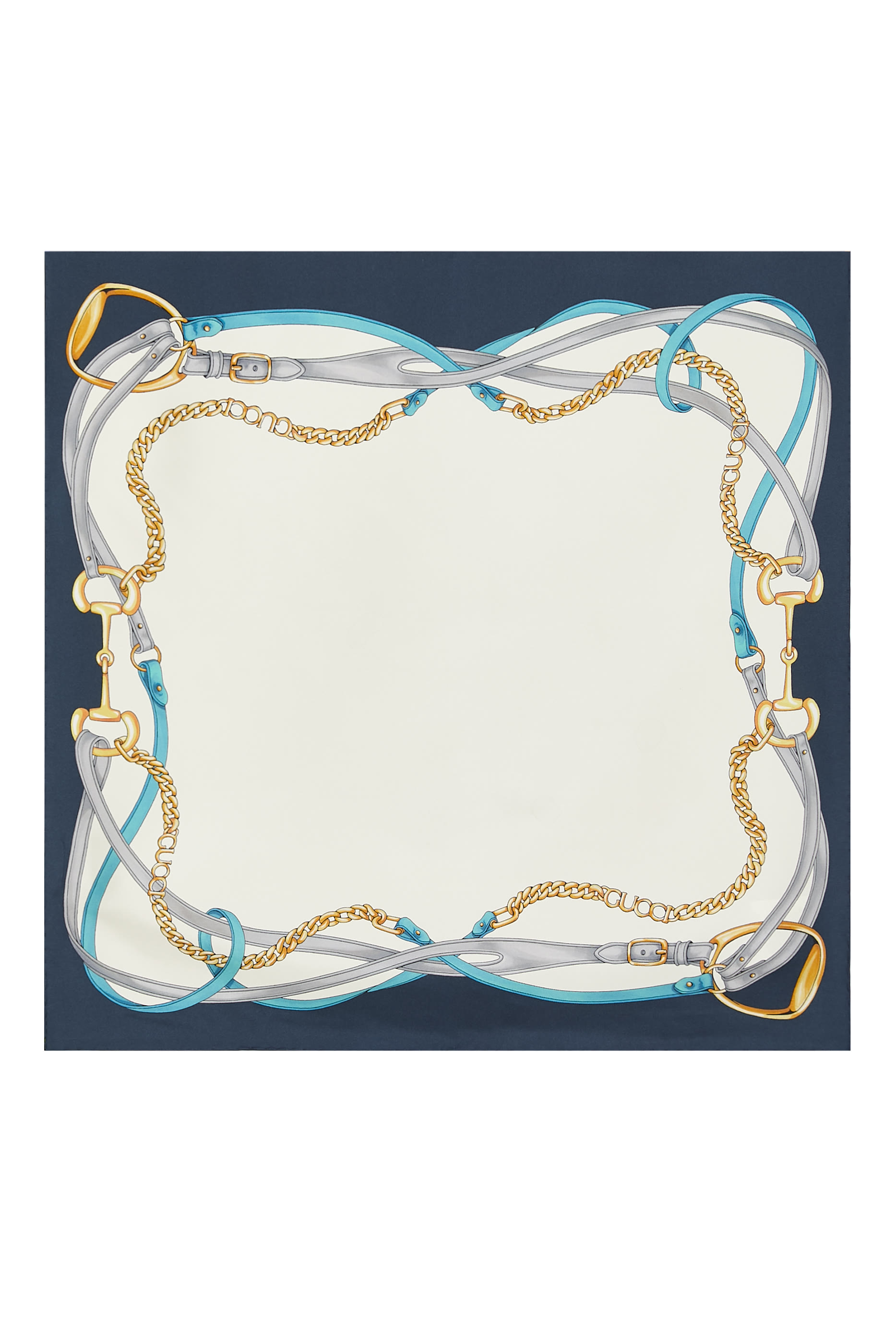 وشاح مربع بنقشة حرفي شعار الماركة حرير جاكار