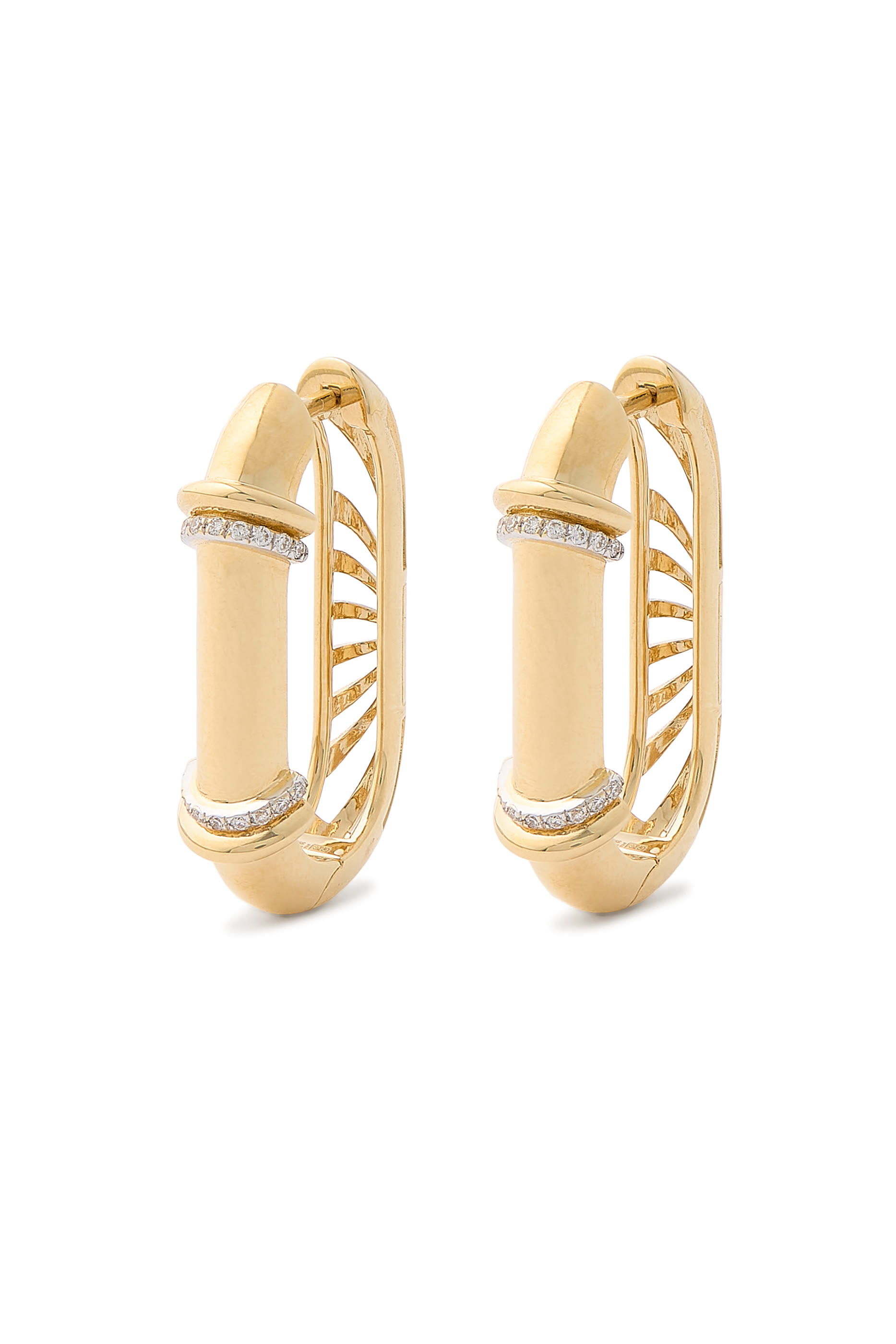 أقراط واريور بقفل، ذهب أصفر عيار 18 والماس